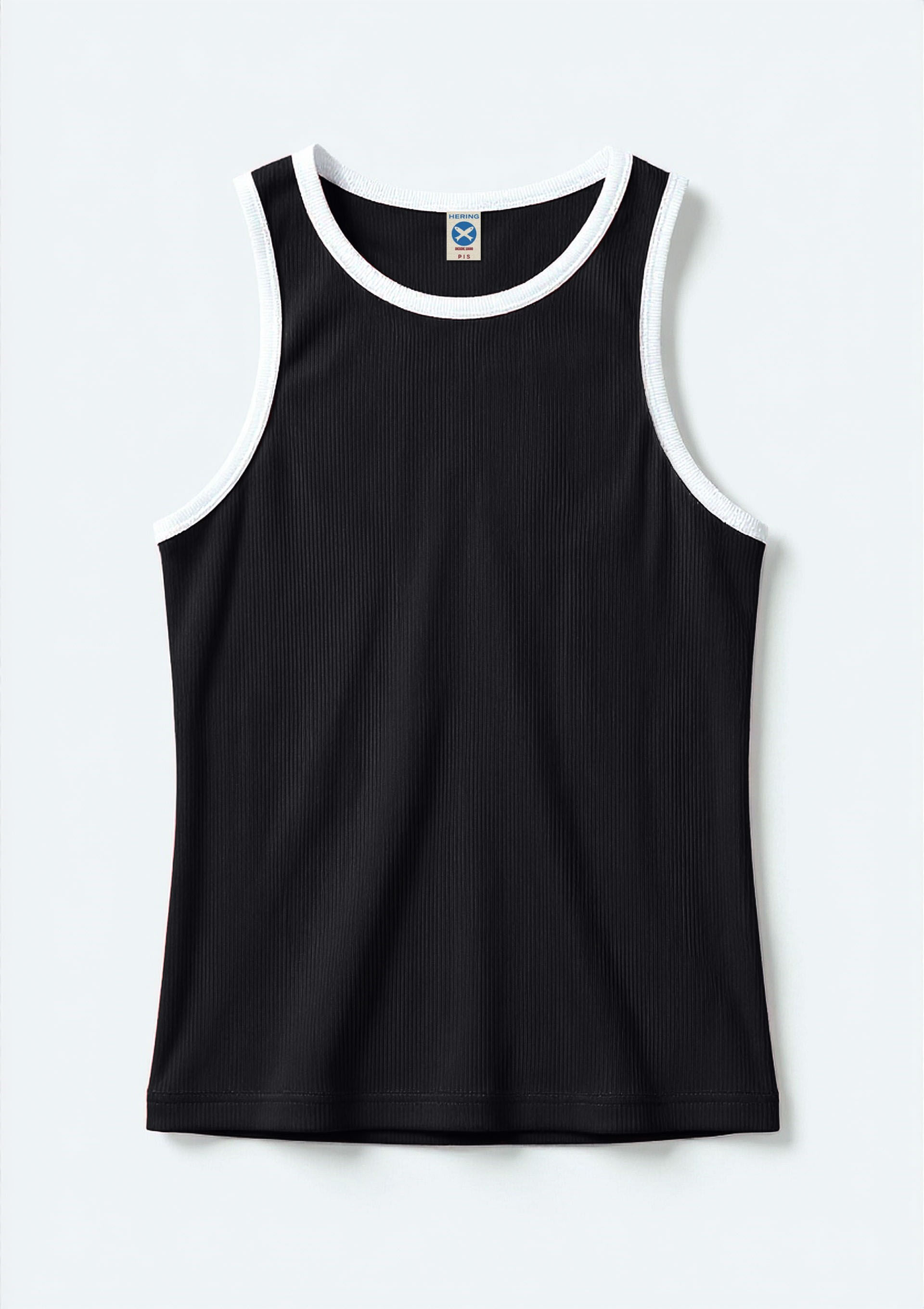 Regata Feminina Friso Contrastante - Preto