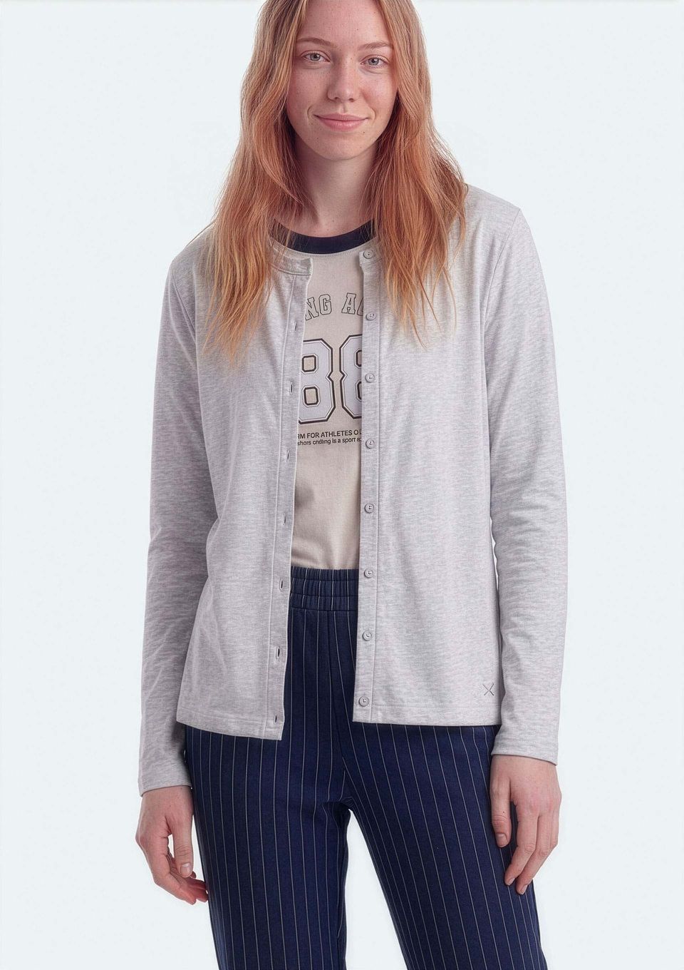 Cardigan Teen em Ribana com Botões - Cinza