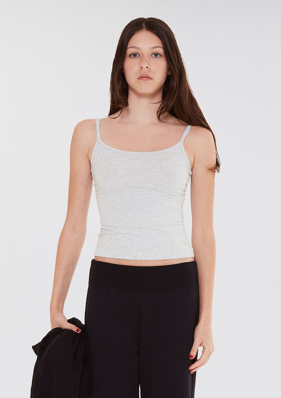 Regata Teen Alças Finas com Elastano - Cinza