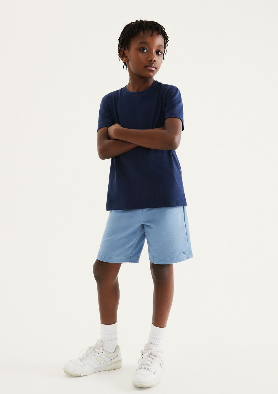 Bermuda Básica Infantil Menino em Moletom - Azul