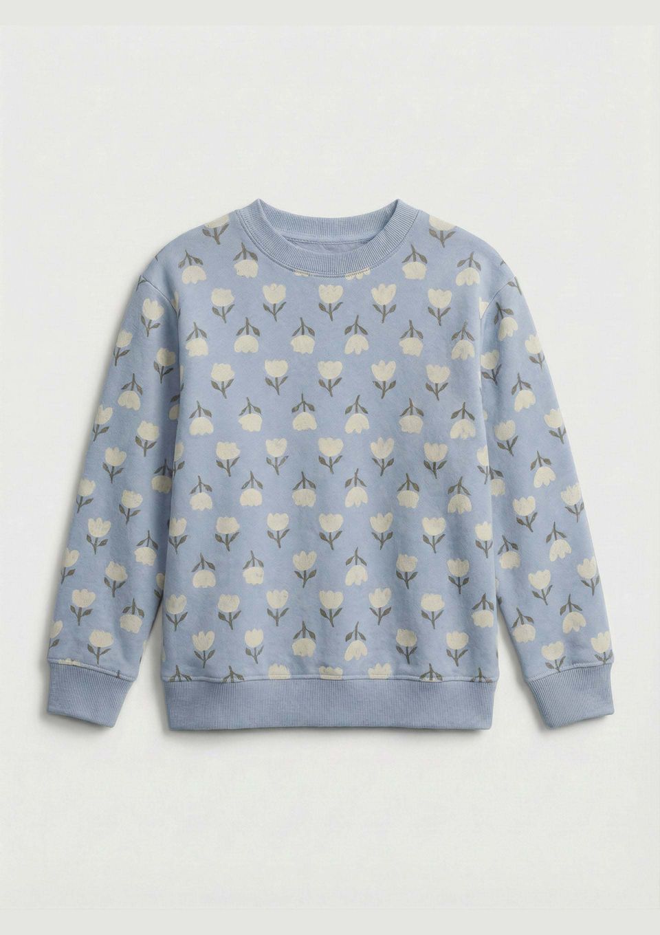 Blusão Infantil Menina Oversized em Moletom Estampado - Azul