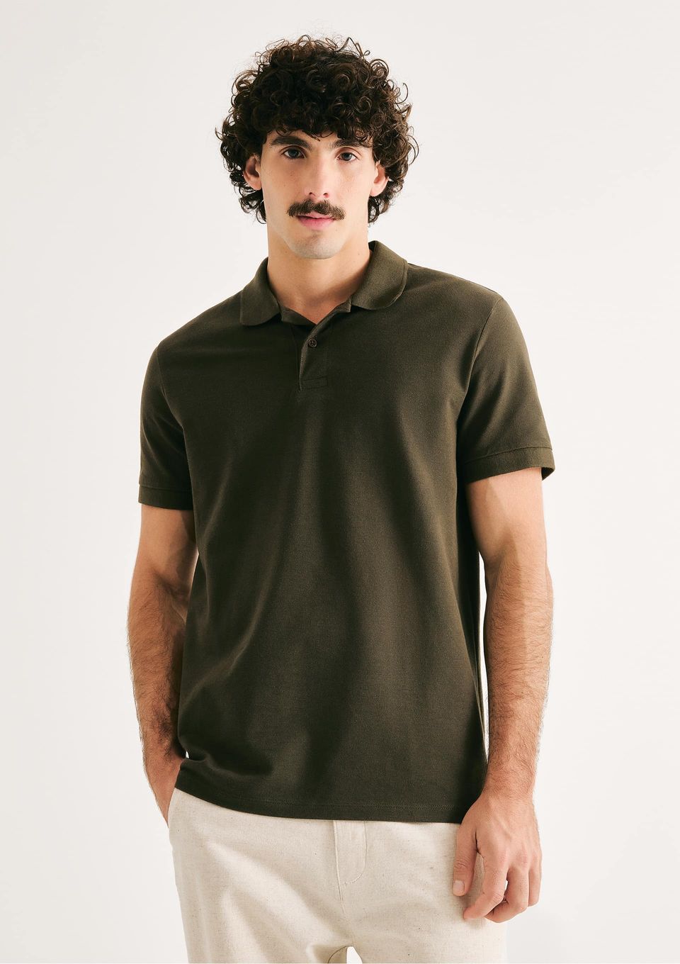 Camisa Polo Básica Masculina Regular em Piquet - Verde