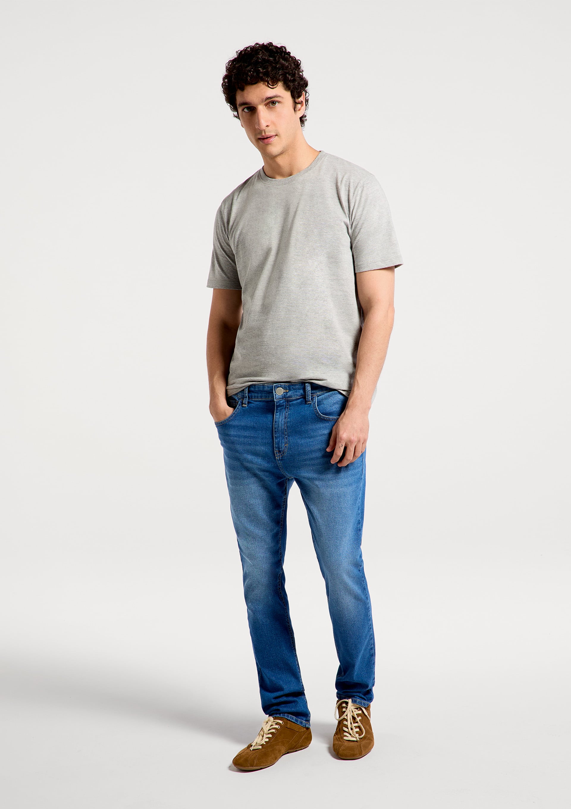 Calça Jeans Básica Masculina Skinny Com Elastano - Azul