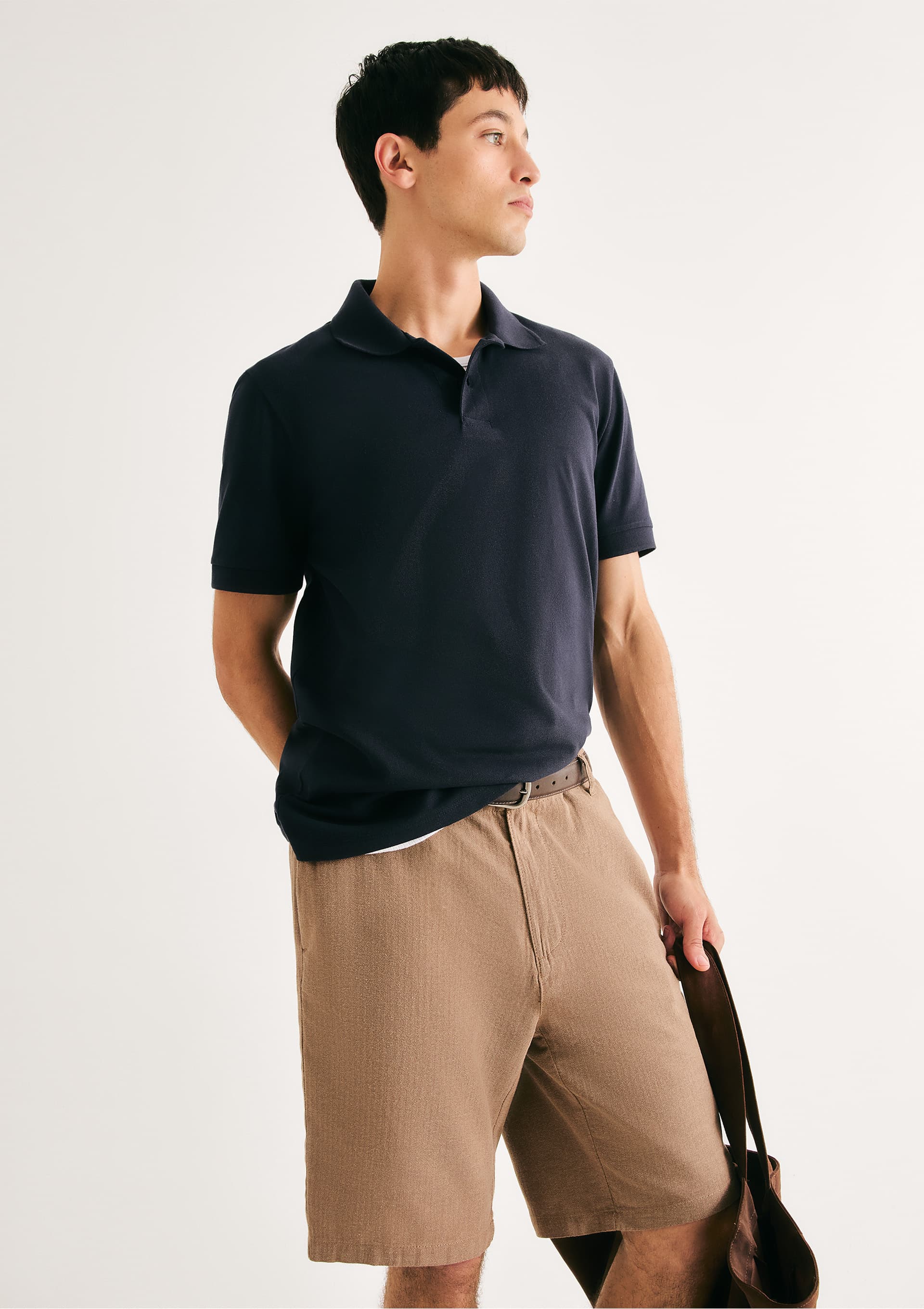 Camisa Polo Básica Masculina Manga Curta Em Piquet - Cinza