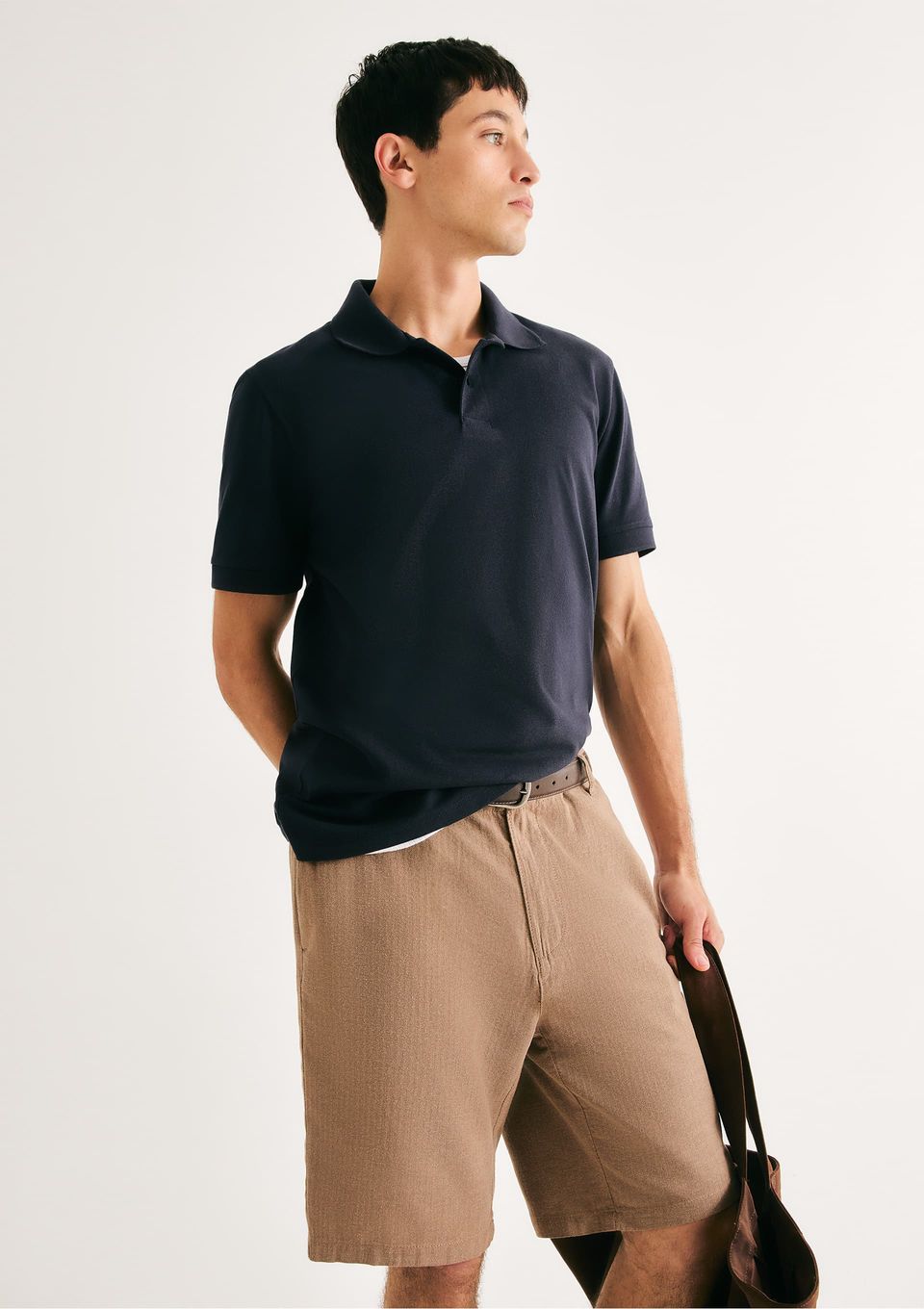 Camisa Polo Básica Masculina Manga Curta em Piquet - Cinza