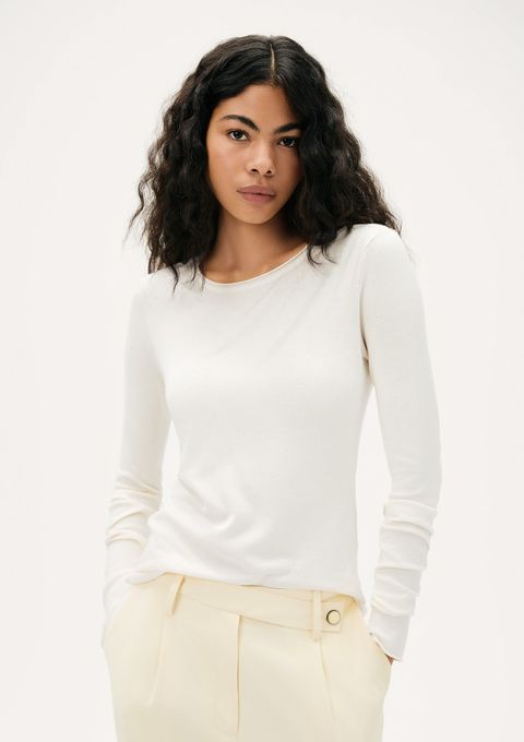 Blusa Feminina Manga Longa Slim em Tricô Leve - Branco — Hering