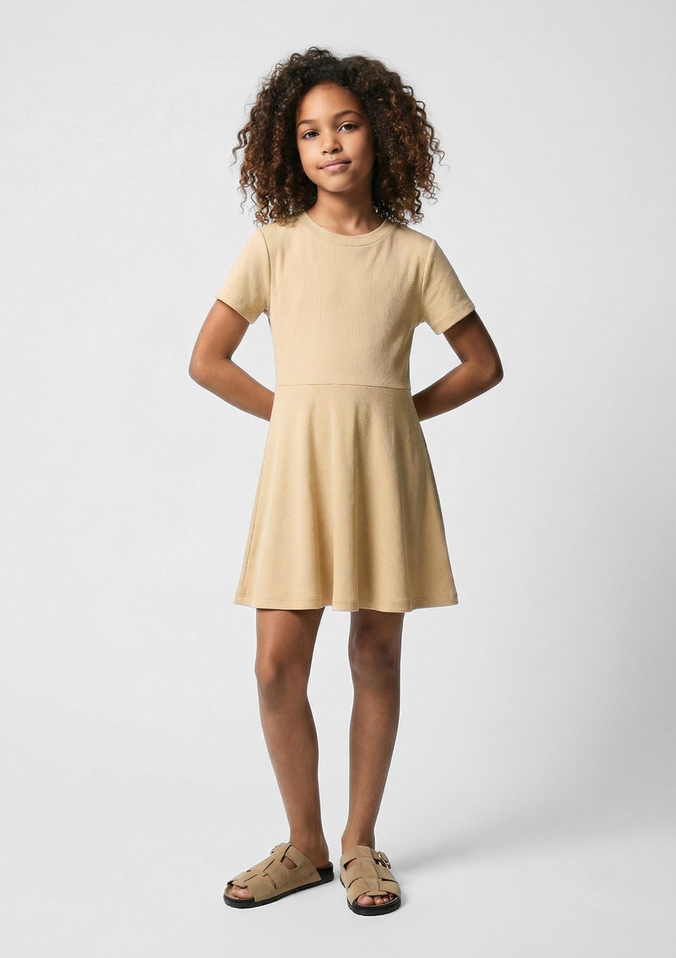 Vestido Curto Infantil em Ribana - Amarelo