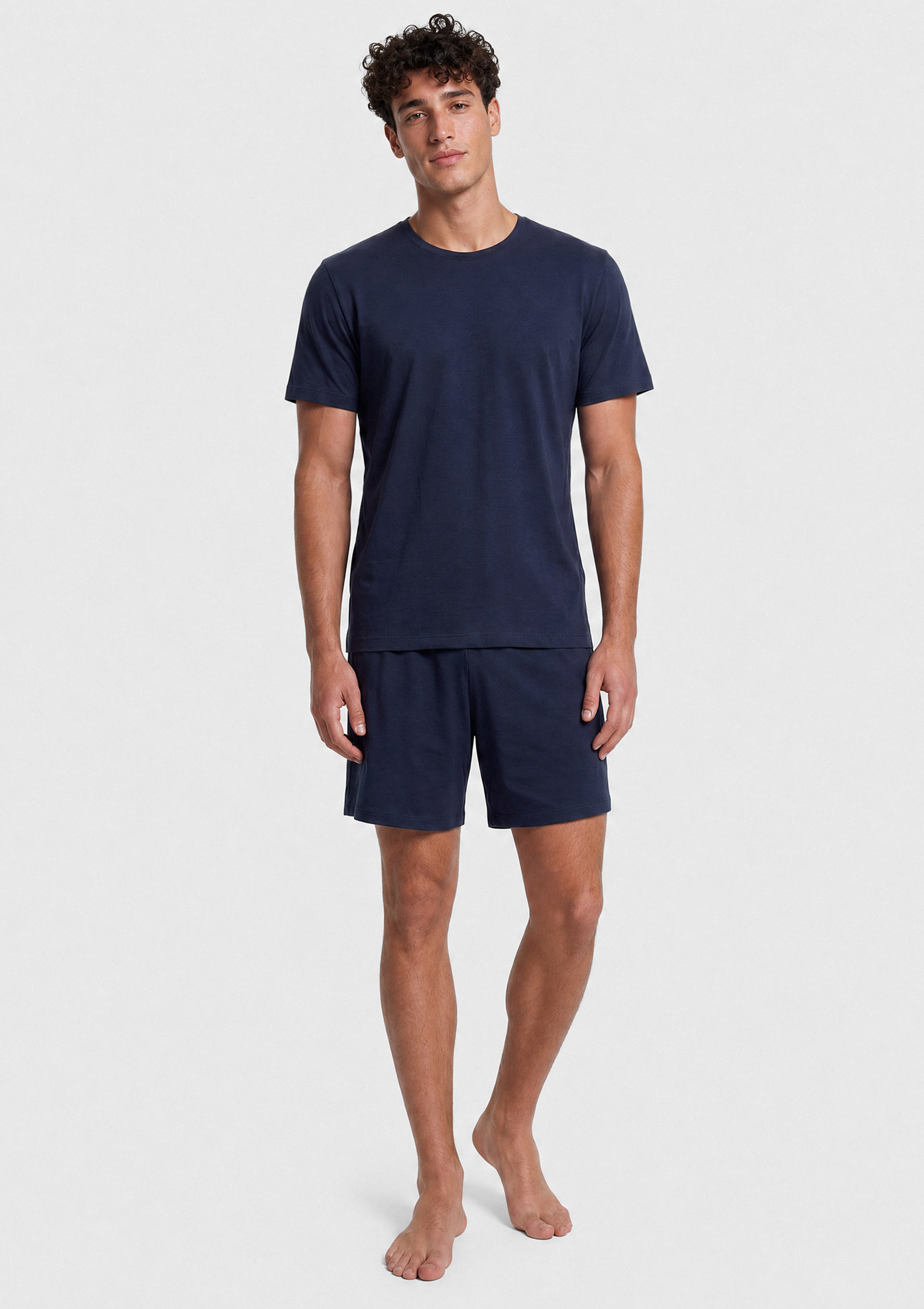 Pijama Curto Masculino Malha De Algodão - Azul
