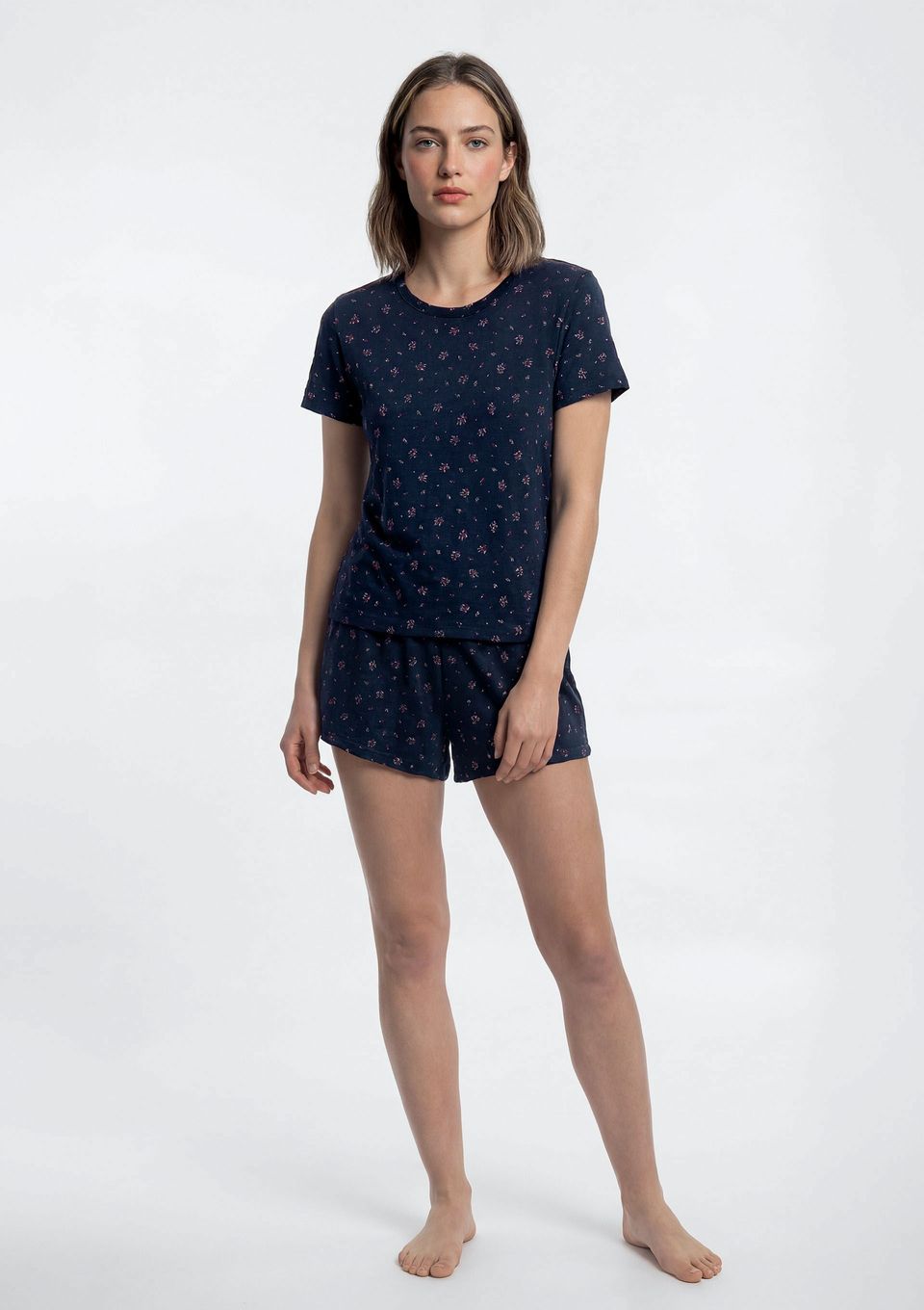 Pijama Feminino Curto Estampado - Azul