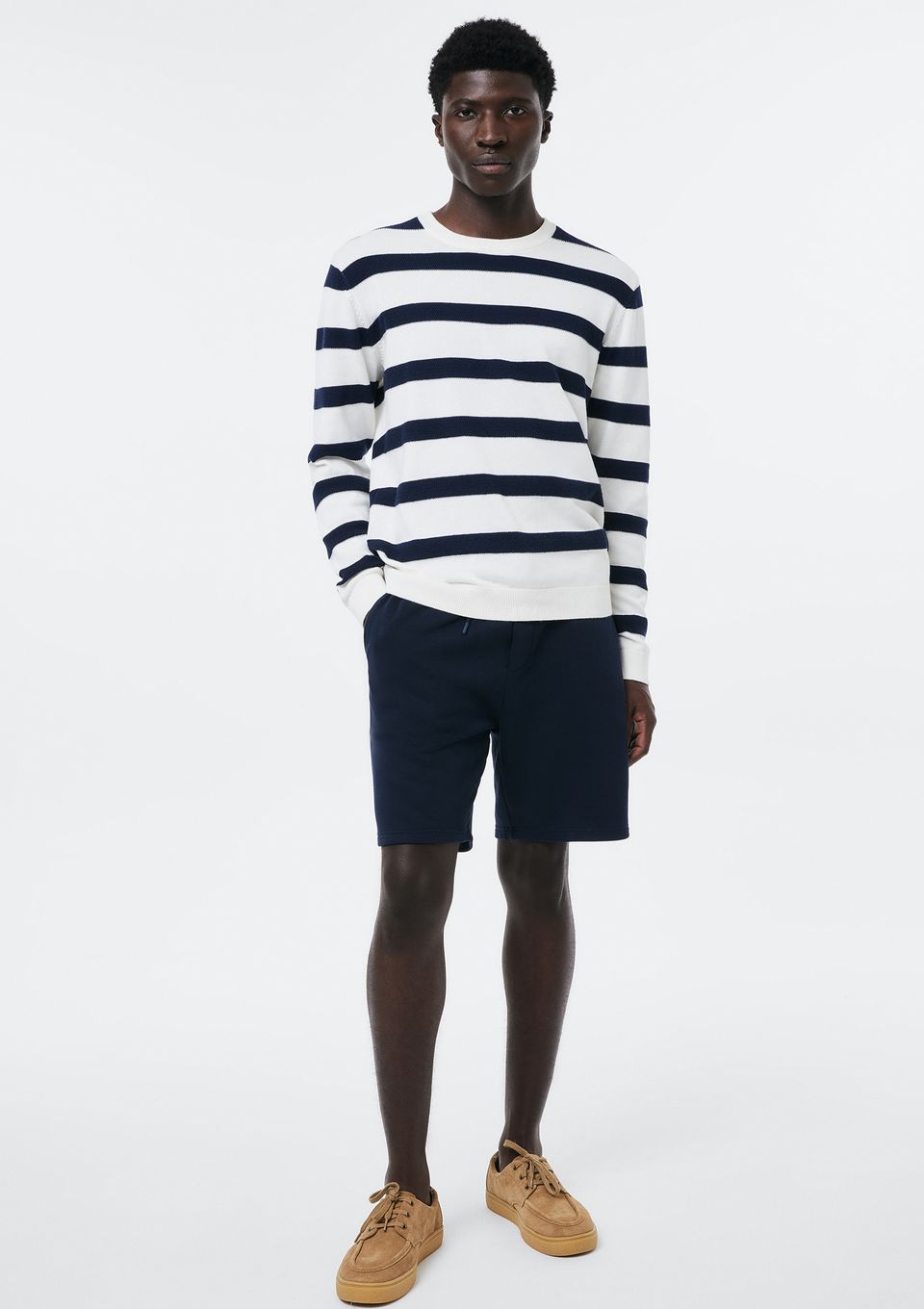 Bermuda Masculina Reta em Moletom - Azul