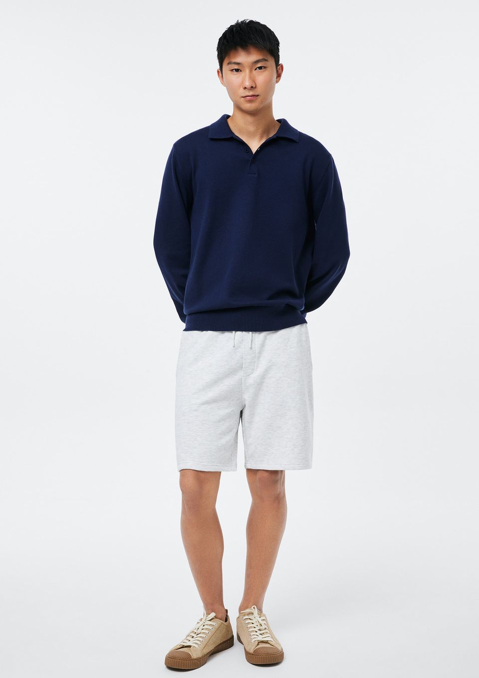 Bermuda Masculina Reta em Moletom - Cinza