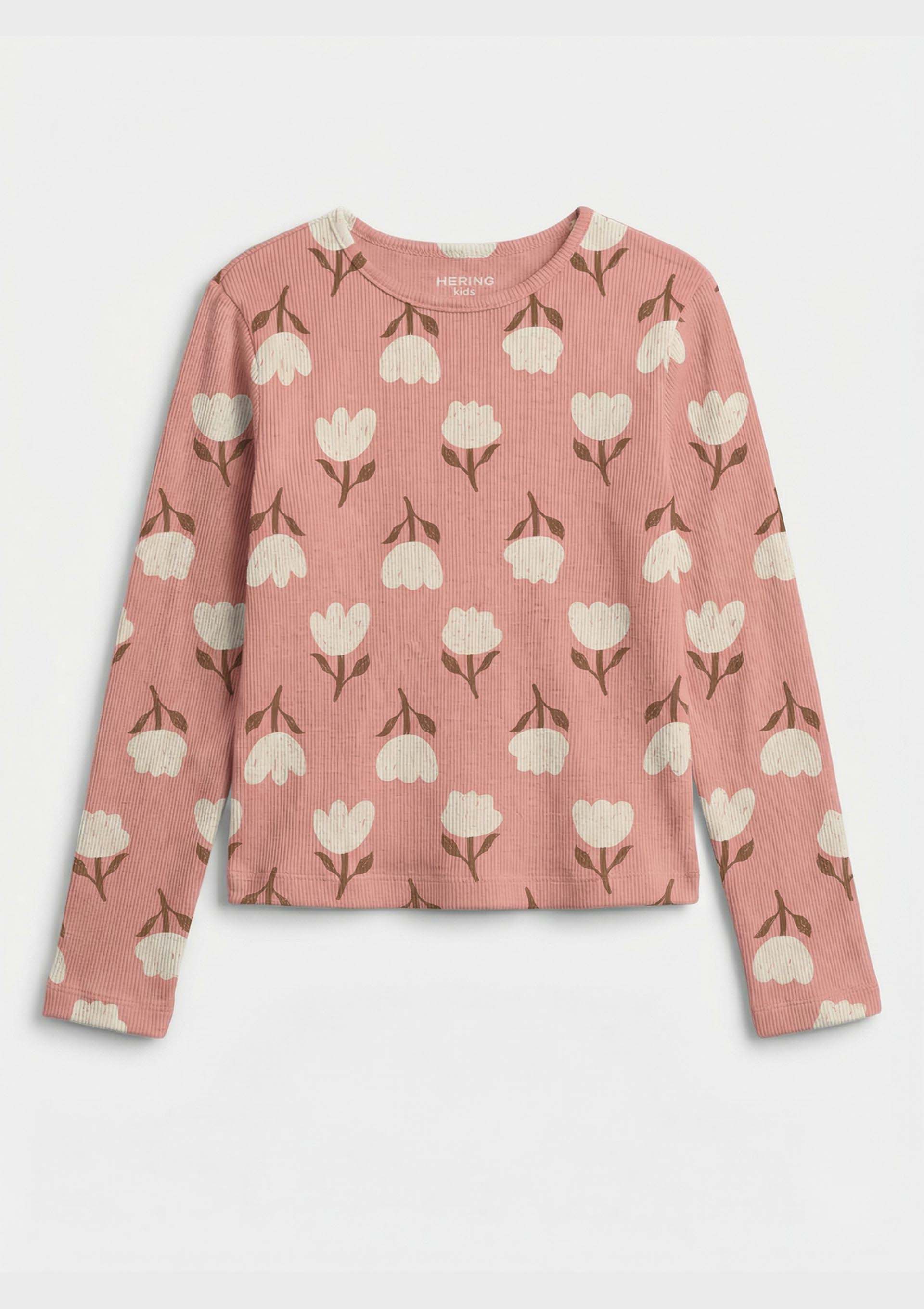 Blusa Infantil Menina Manga Longa Em Ribana - Rosa