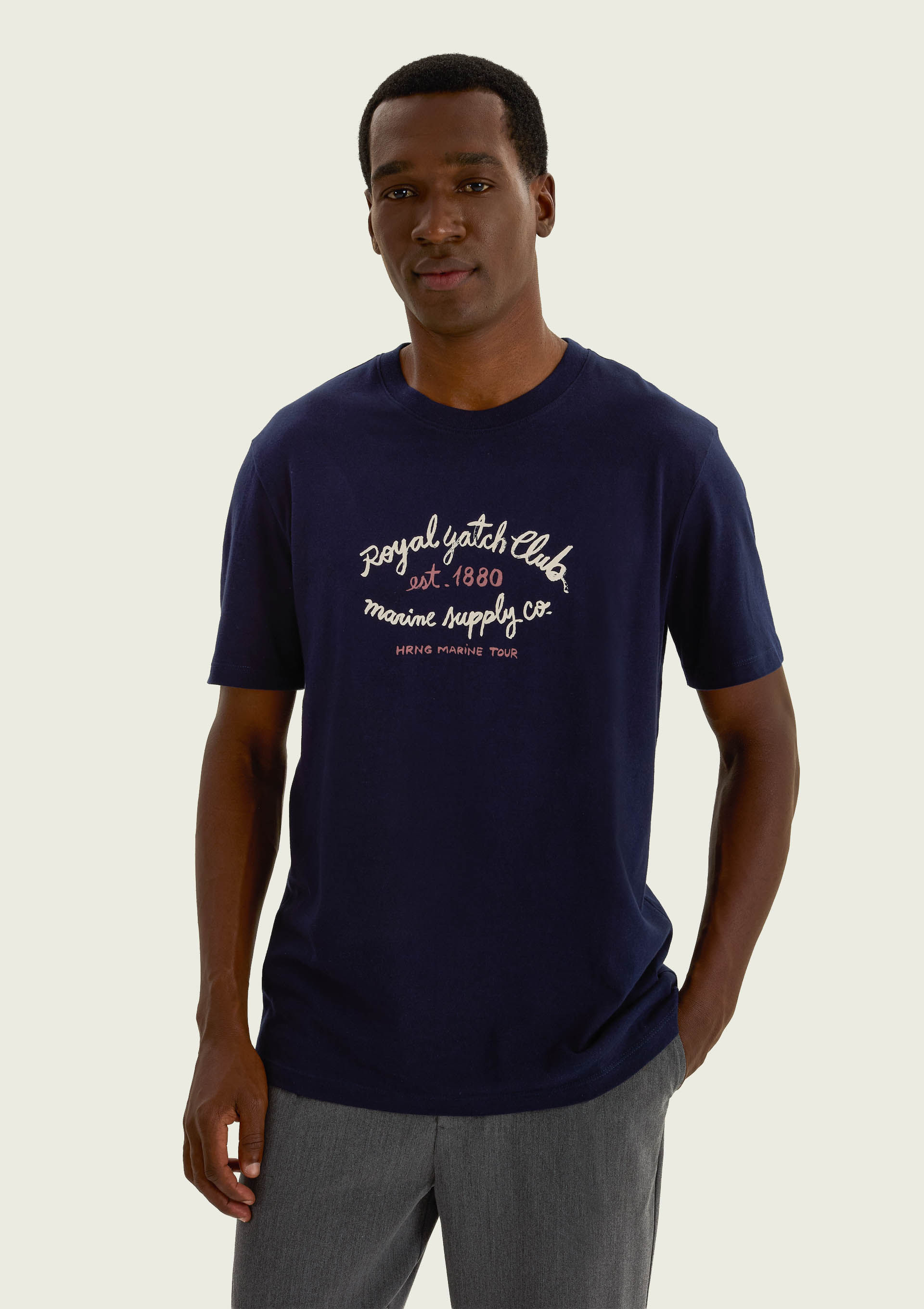 Camiseta Masculina Manga Curta Com Estampa - Azul