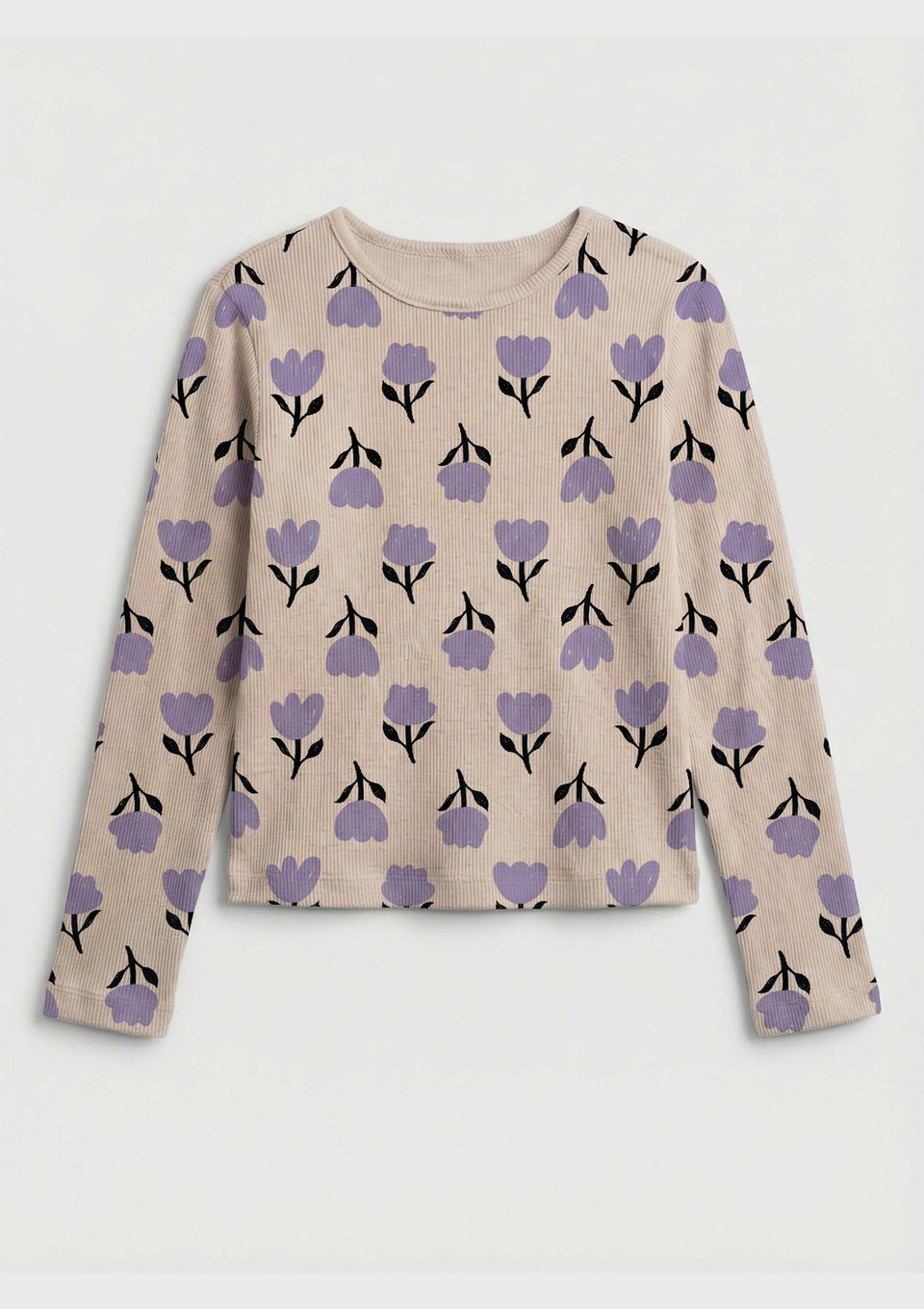 Blusa Infantil Menina Manga Longa em Ribana - Creme