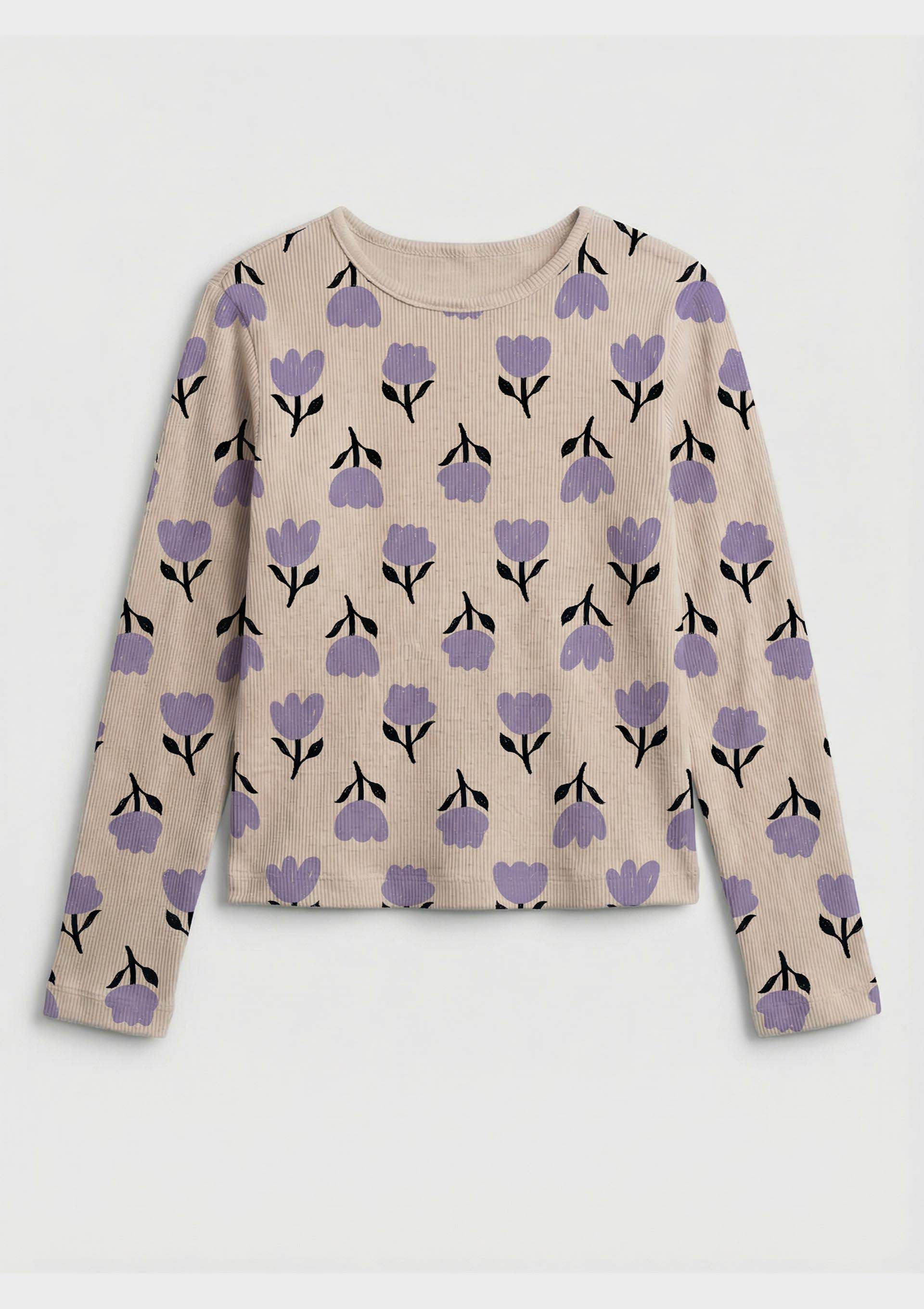 Blusa Infantil Menina Manga Longa Em Ribana - Creme