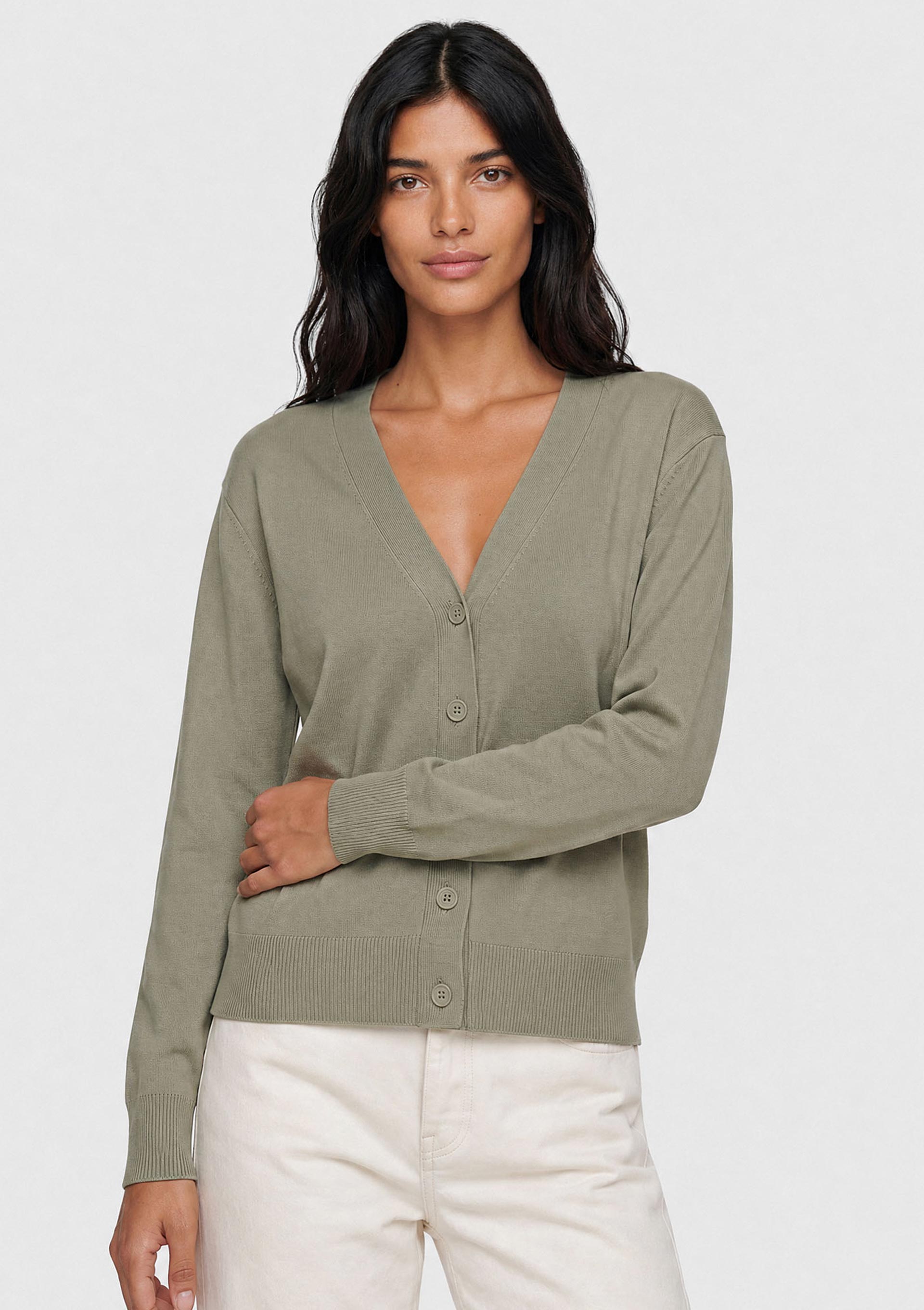 Cardigan Feminino Decote V Em Tricô - Verde