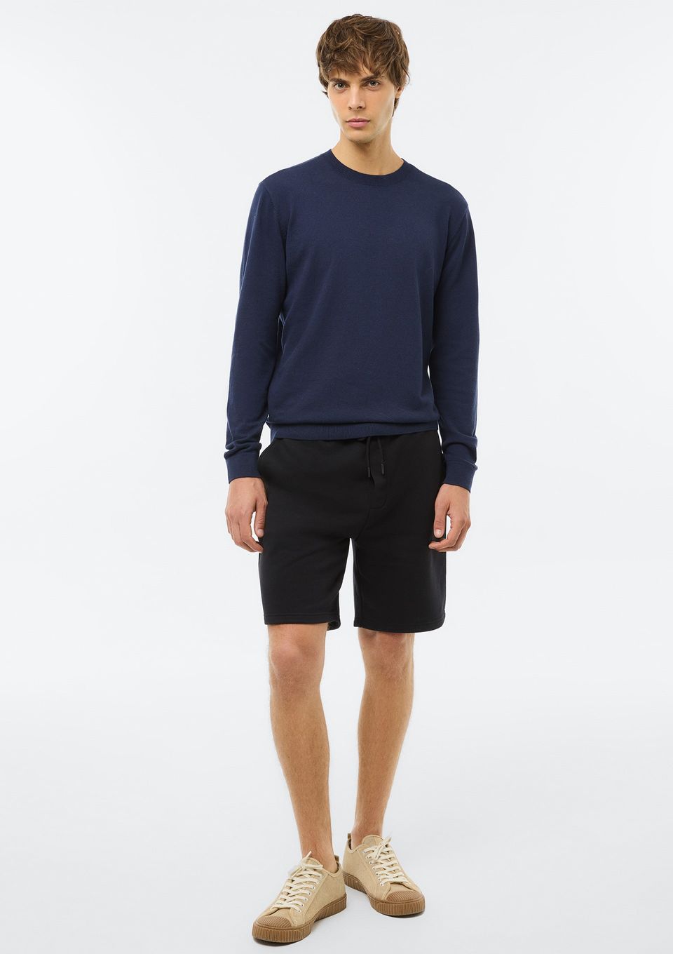 Bermuda Masculina Reta em Moletom - Preto