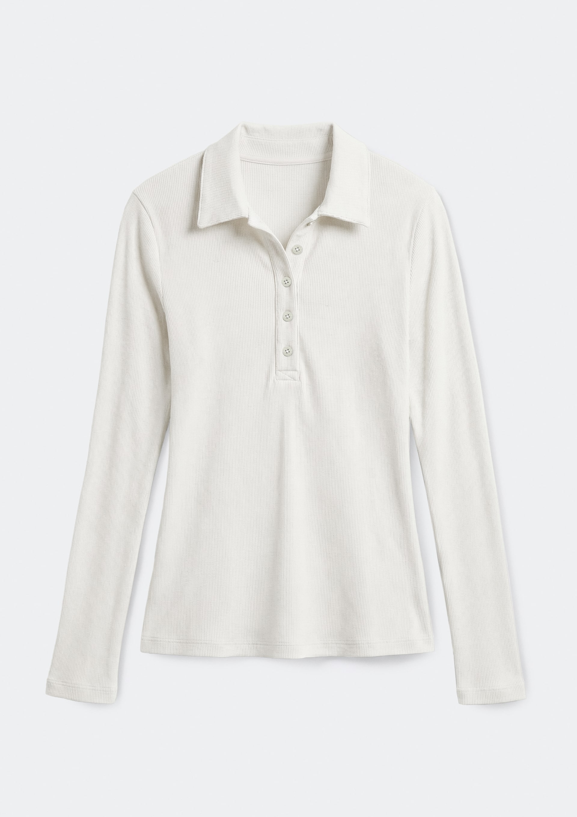 Polo Feminina Manga Longa Em Ribana Ultra Soft - Off white