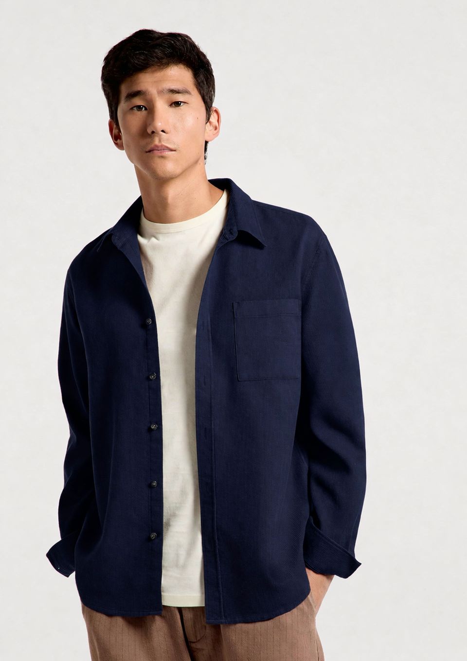 Camisa Masculina Algodão Manga Longa - Azul