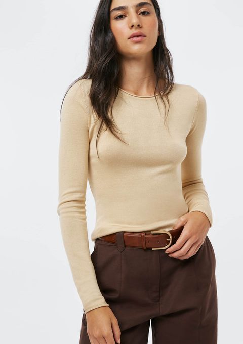 Blusa Feminina Manga Longa Slim em Tricô Leve - Bege — Hering