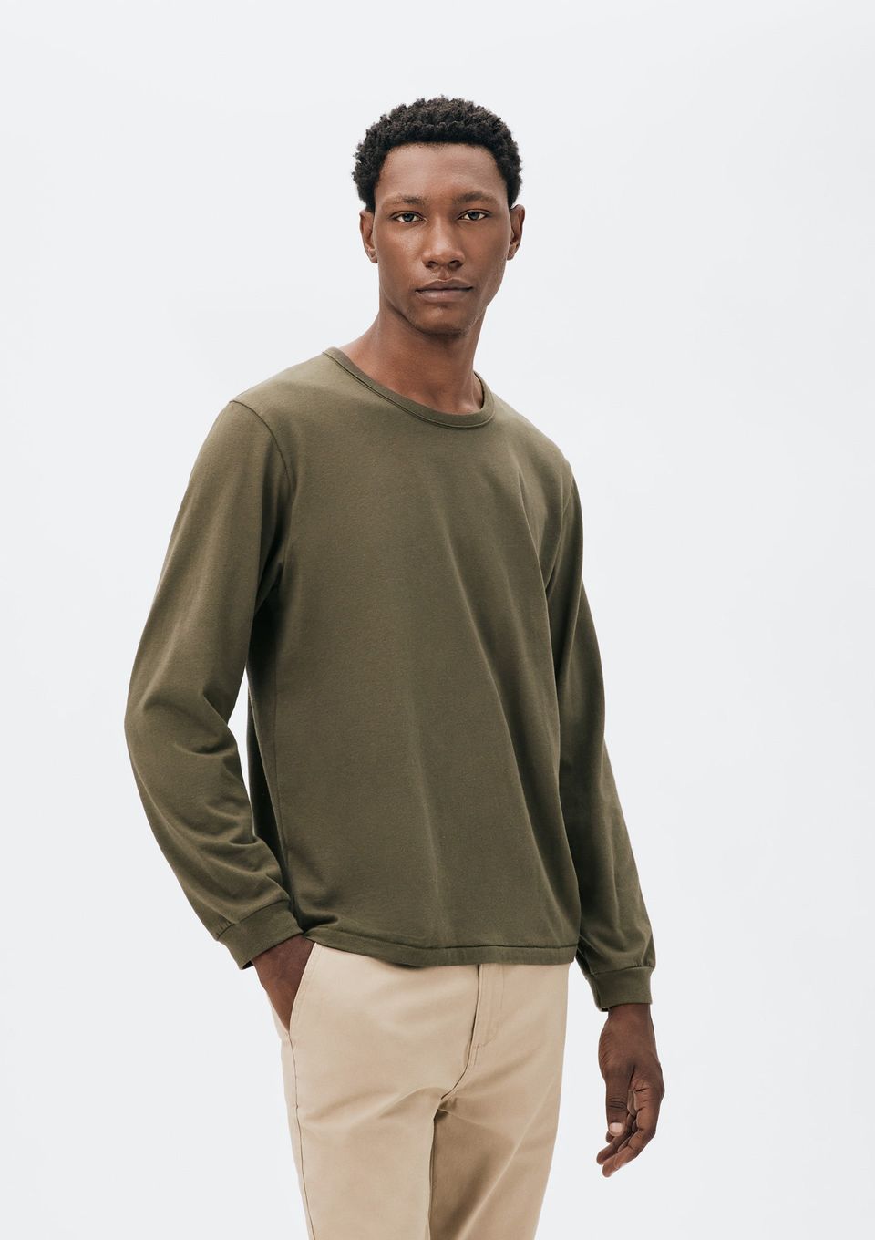 Camiseta Básica Masculina Manga Longa Slim - Verde
