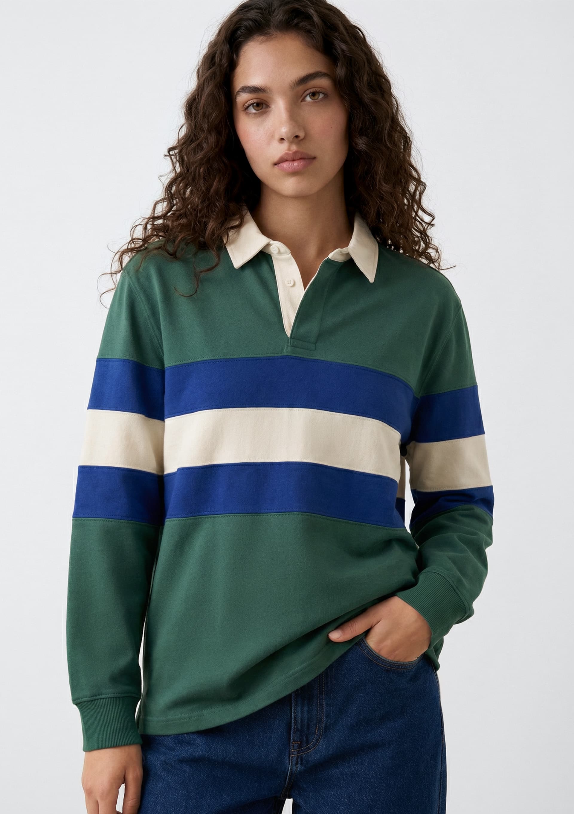 Polo Feminina Manga Longa Listrada Drop Brasil - Verde