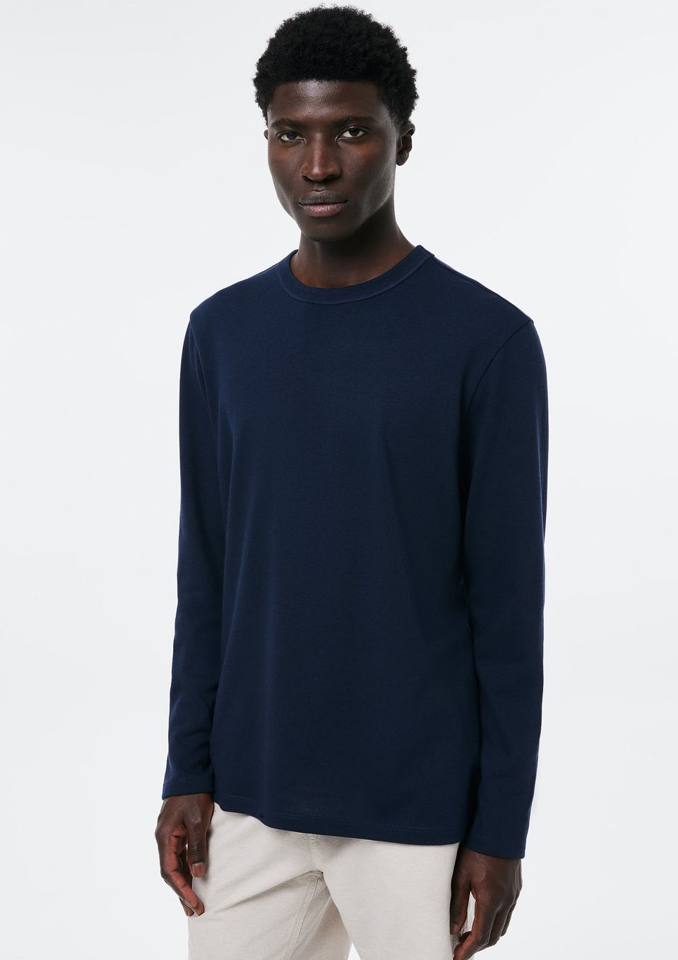 Camiseta Masculina Manga Longa em Algodão Peruano - Azul