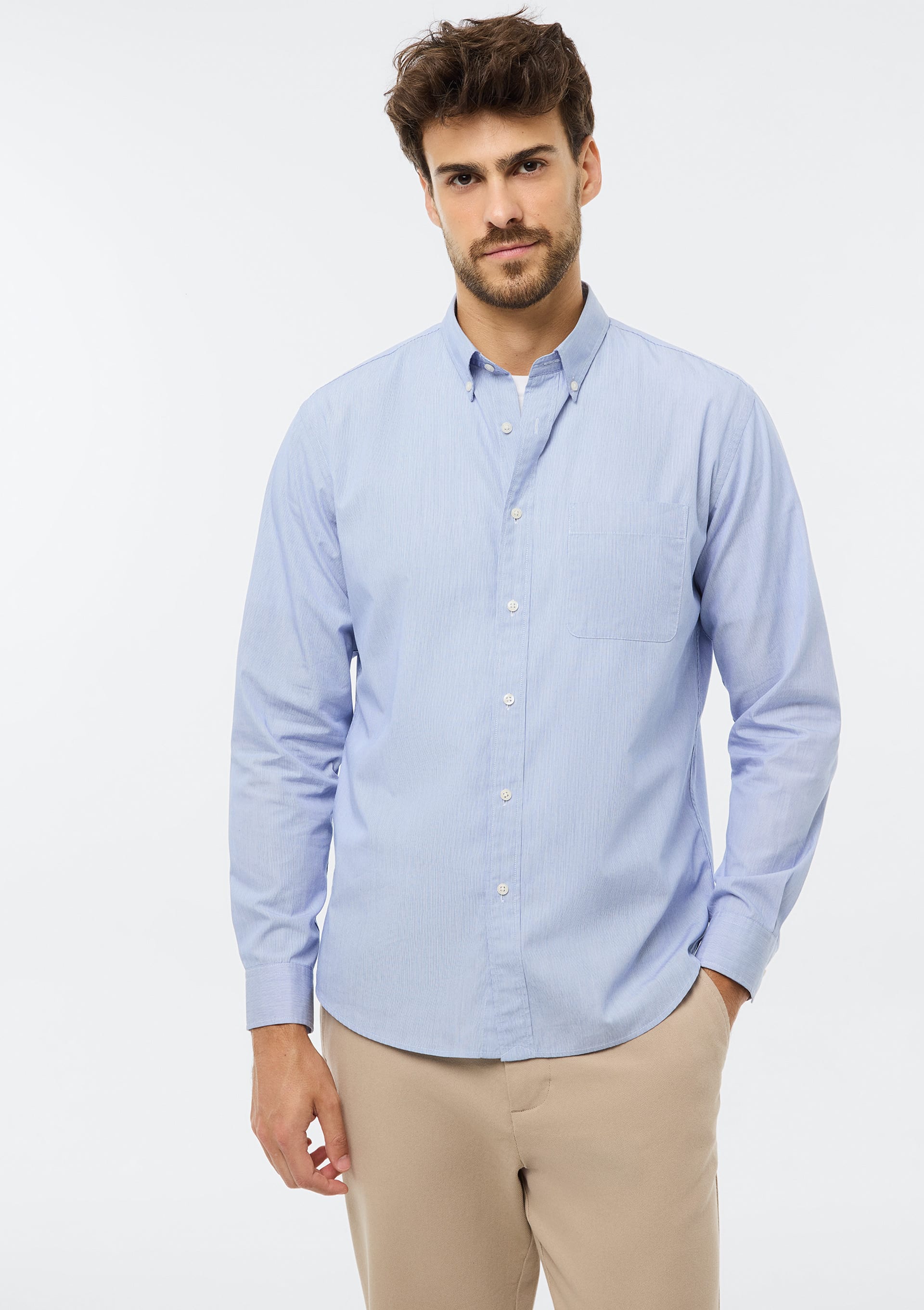 Camisa Masculina Oxford Manga Longa - Azul — Hering