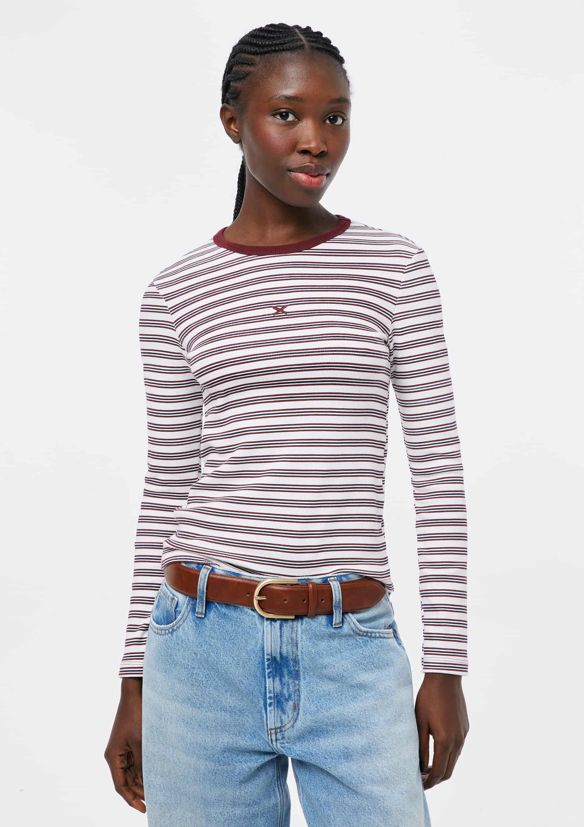 Blusa Feminina Manga Longa Listrada - Vermelho