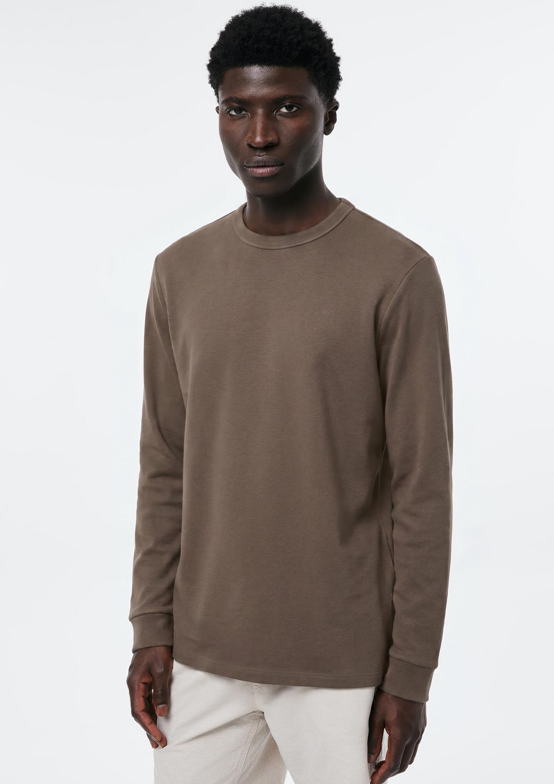 Camiseta Masculina Manga Longa Em Algodão Peruano - Marrom