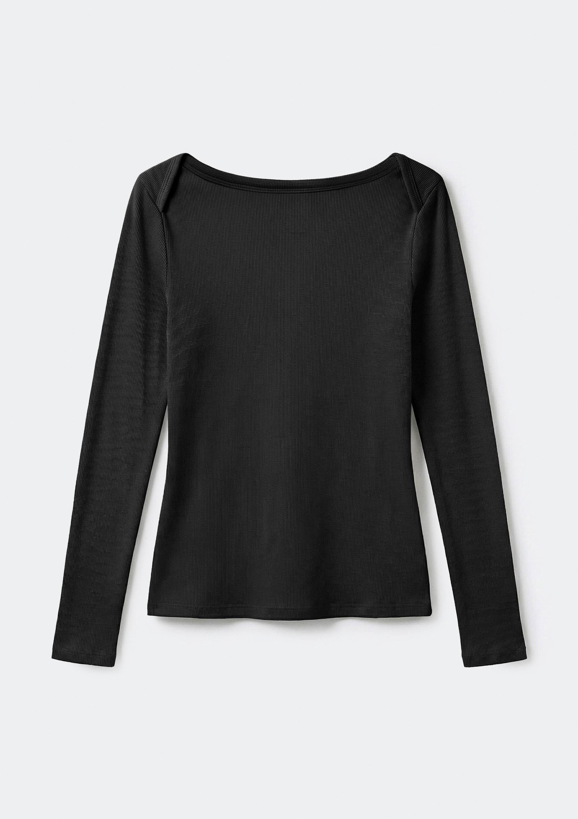Blusa Feminina Manga Longa Com Elastano - Preto