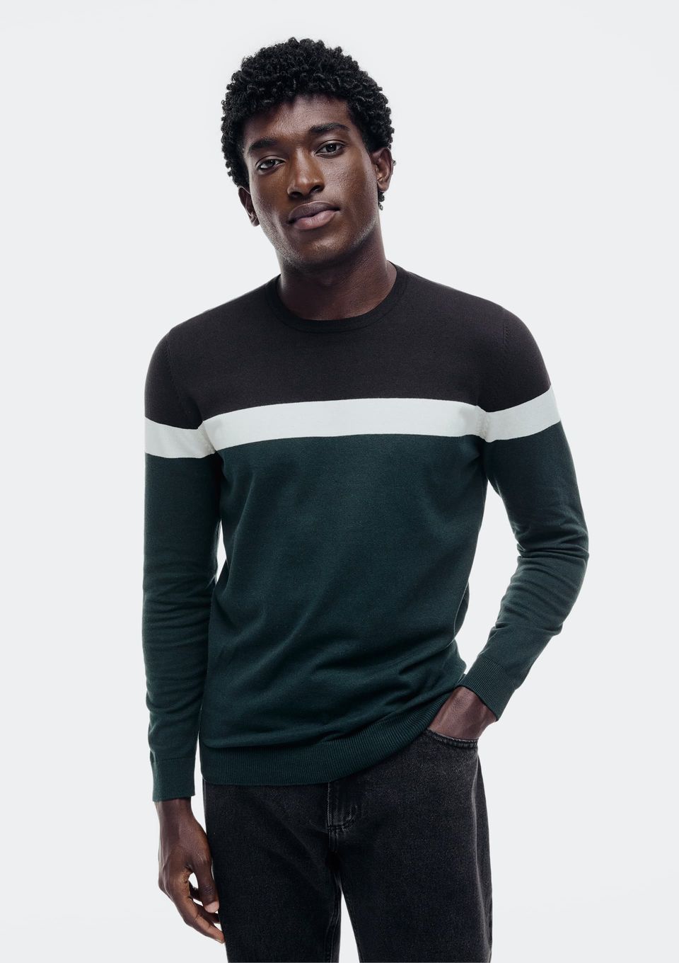 Blusão Masculino Listrado em Tricô - Verde