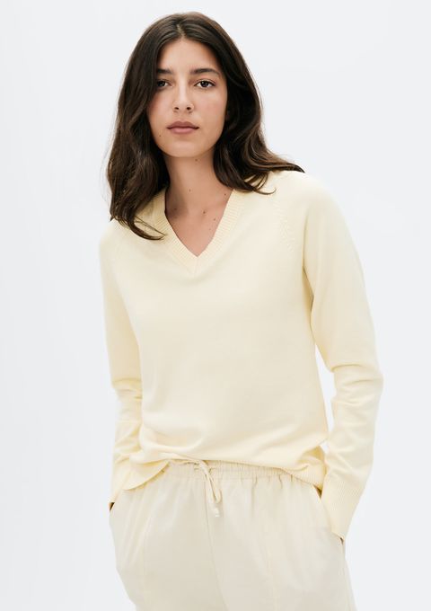 Blusão Feminino Decote V em Tricô - Amarelo — Hering
