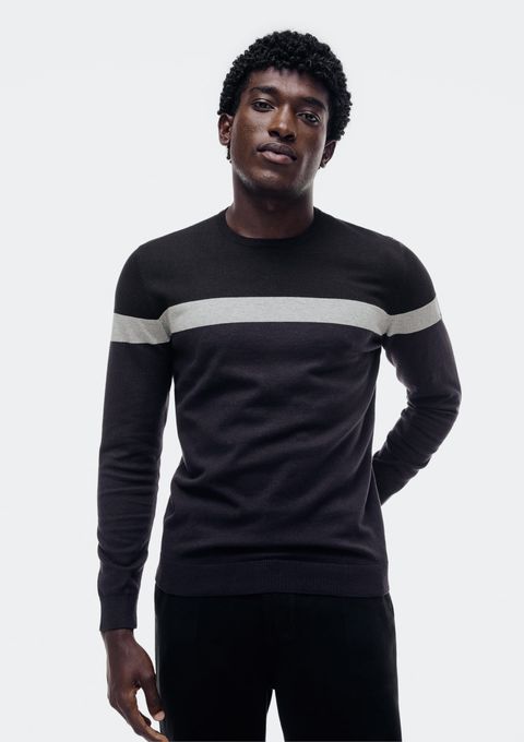 Blusão Masculino Listrado em Tricô - Preto — Hering