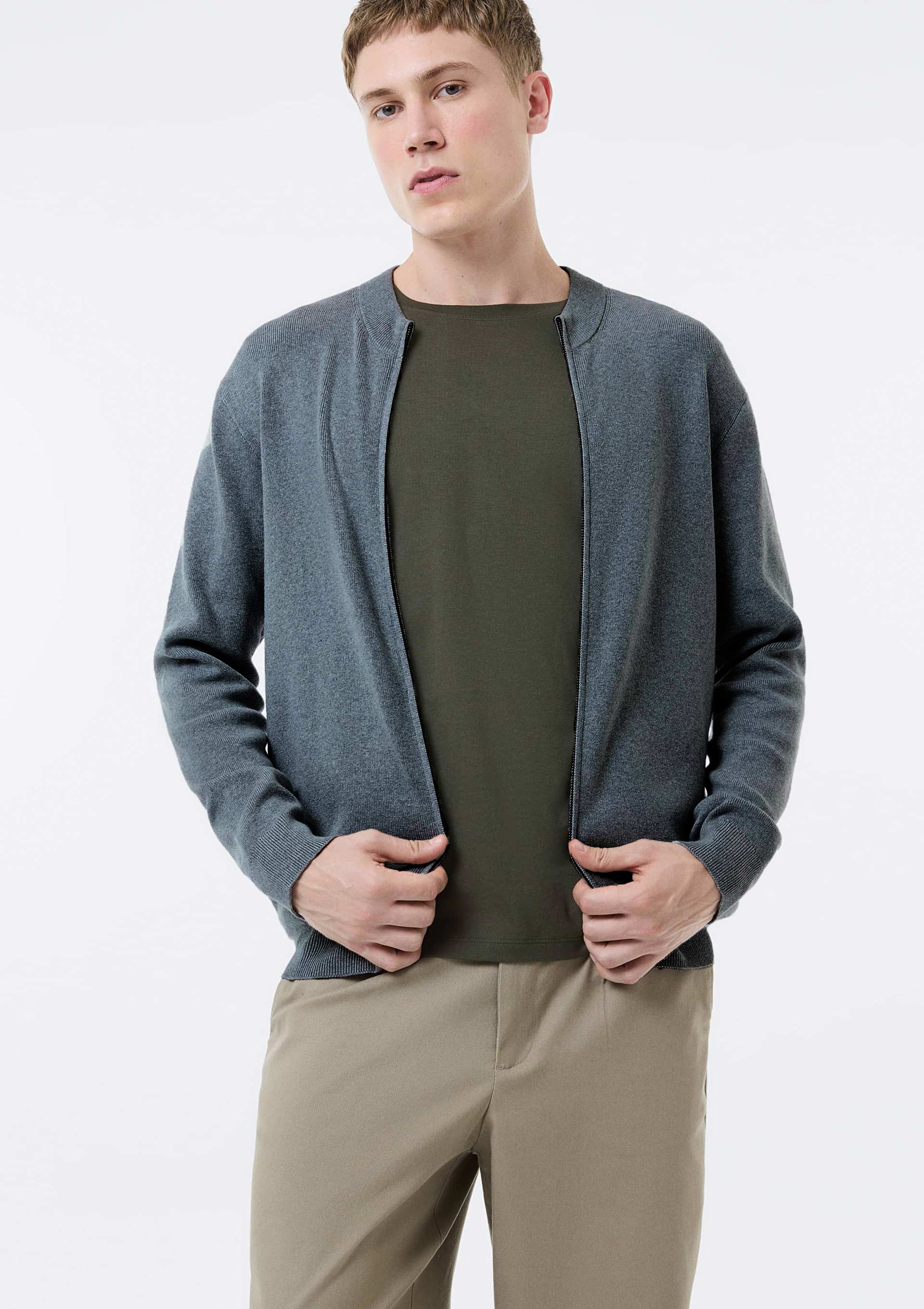 Jaqueta Masculina Tricô Full Needle - Cinza — Hering