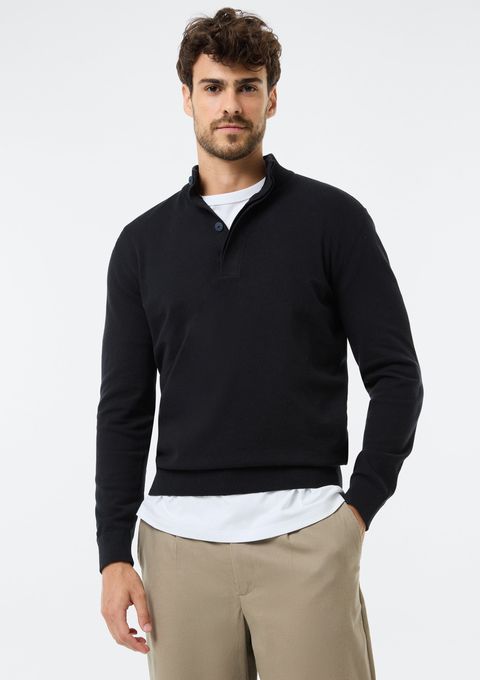 Blusão Masculino Gola Alta em Tricô - Preto — Hering