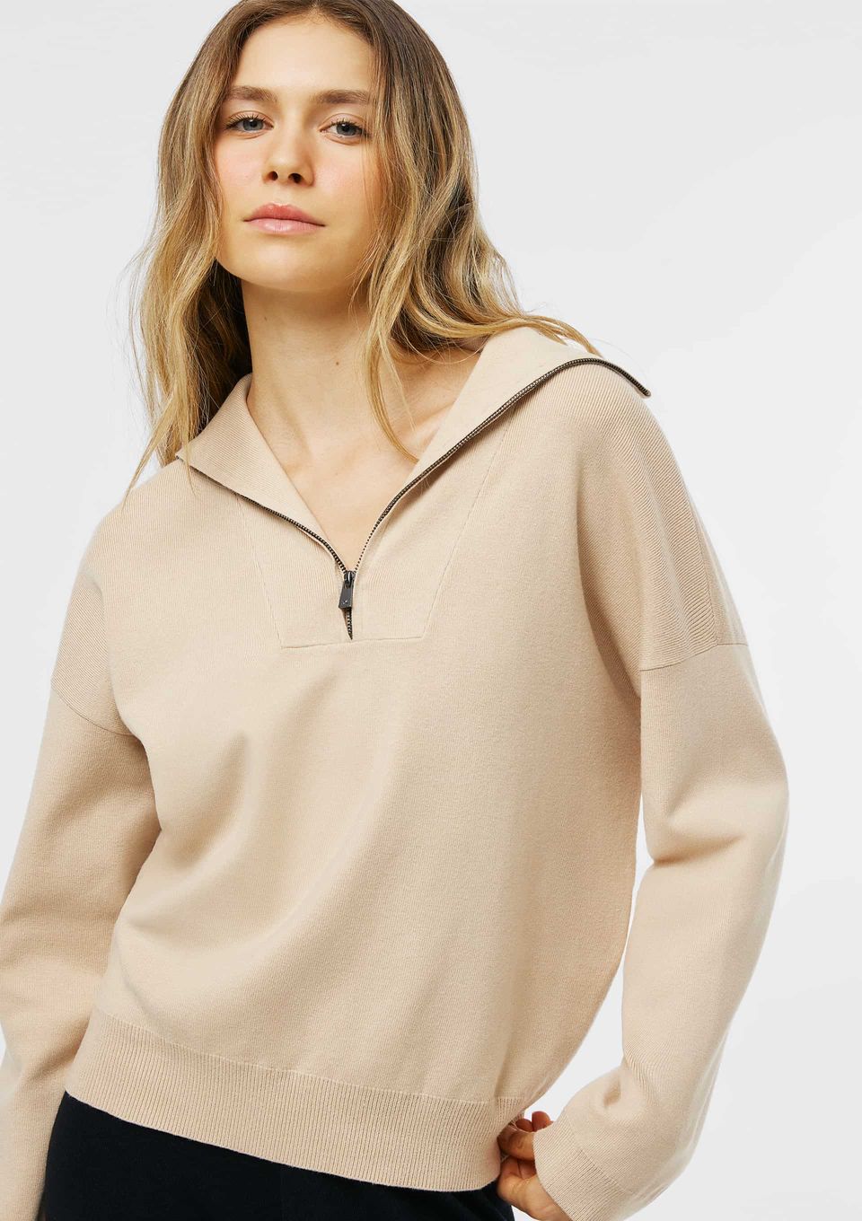 Blusão Feminino Oversized em Tricô - Bege