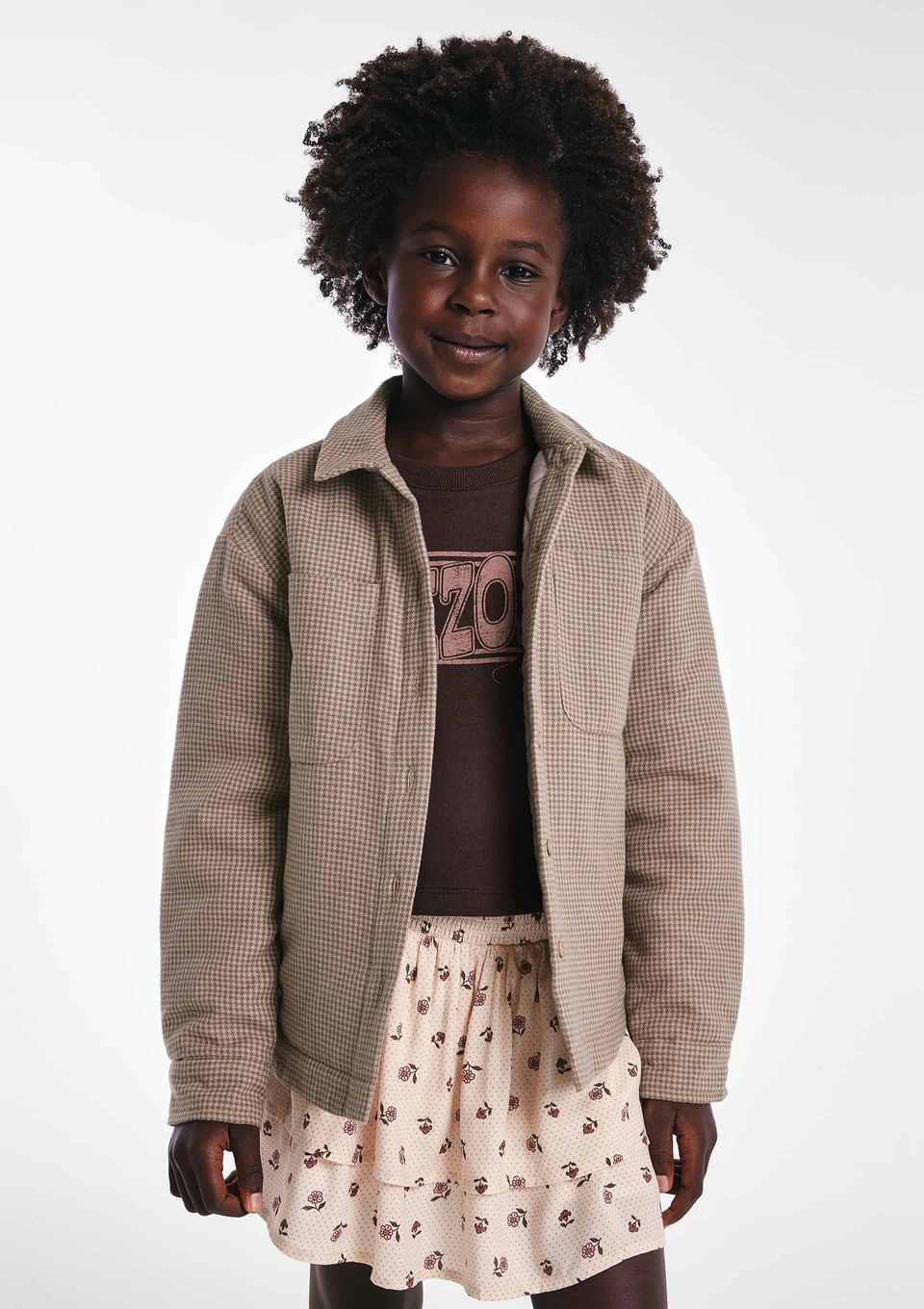 Camisa Infantil Unissex Xadrez - Bege