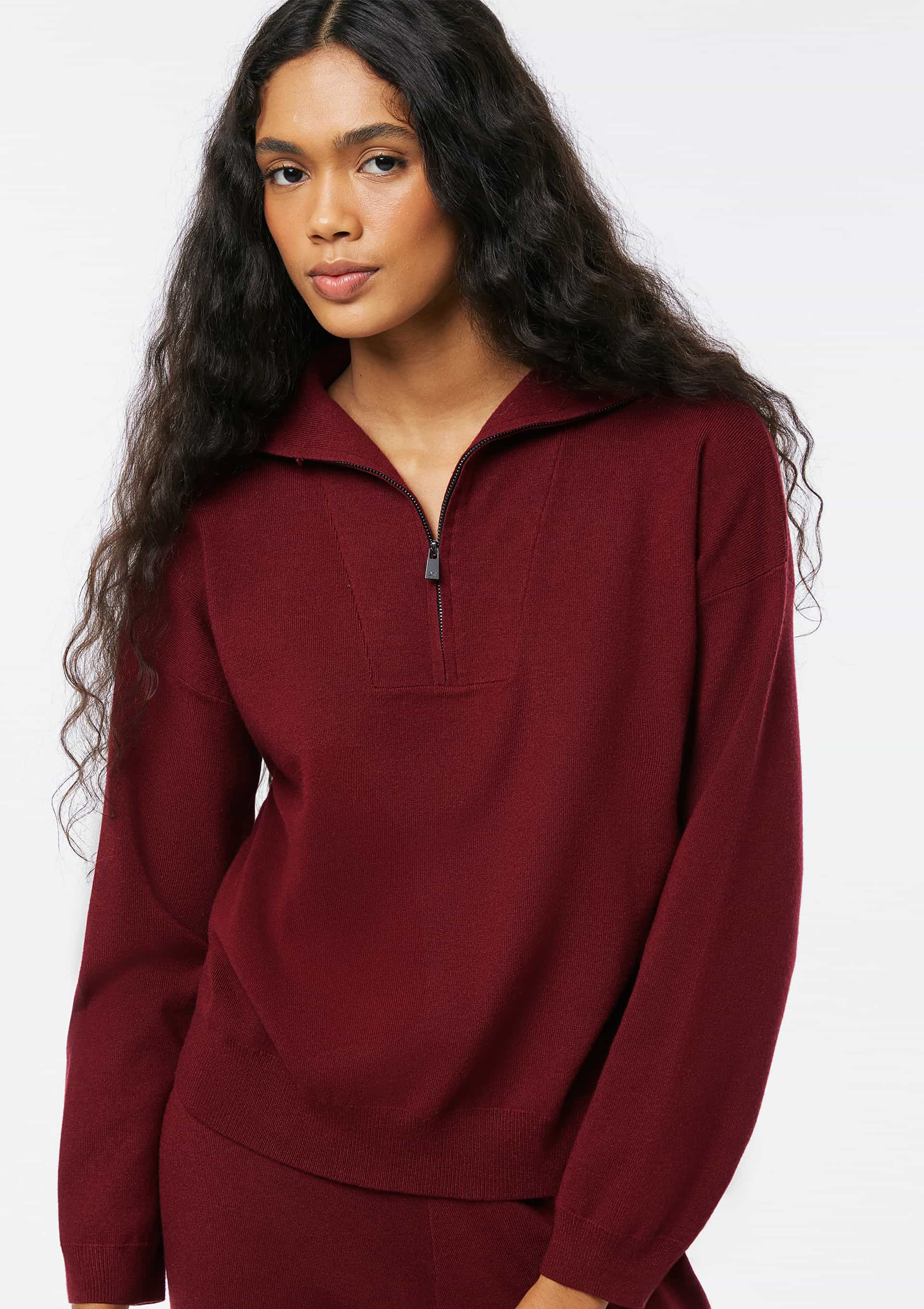 Blusão Feminino Oversized Em Tricô - Vinho