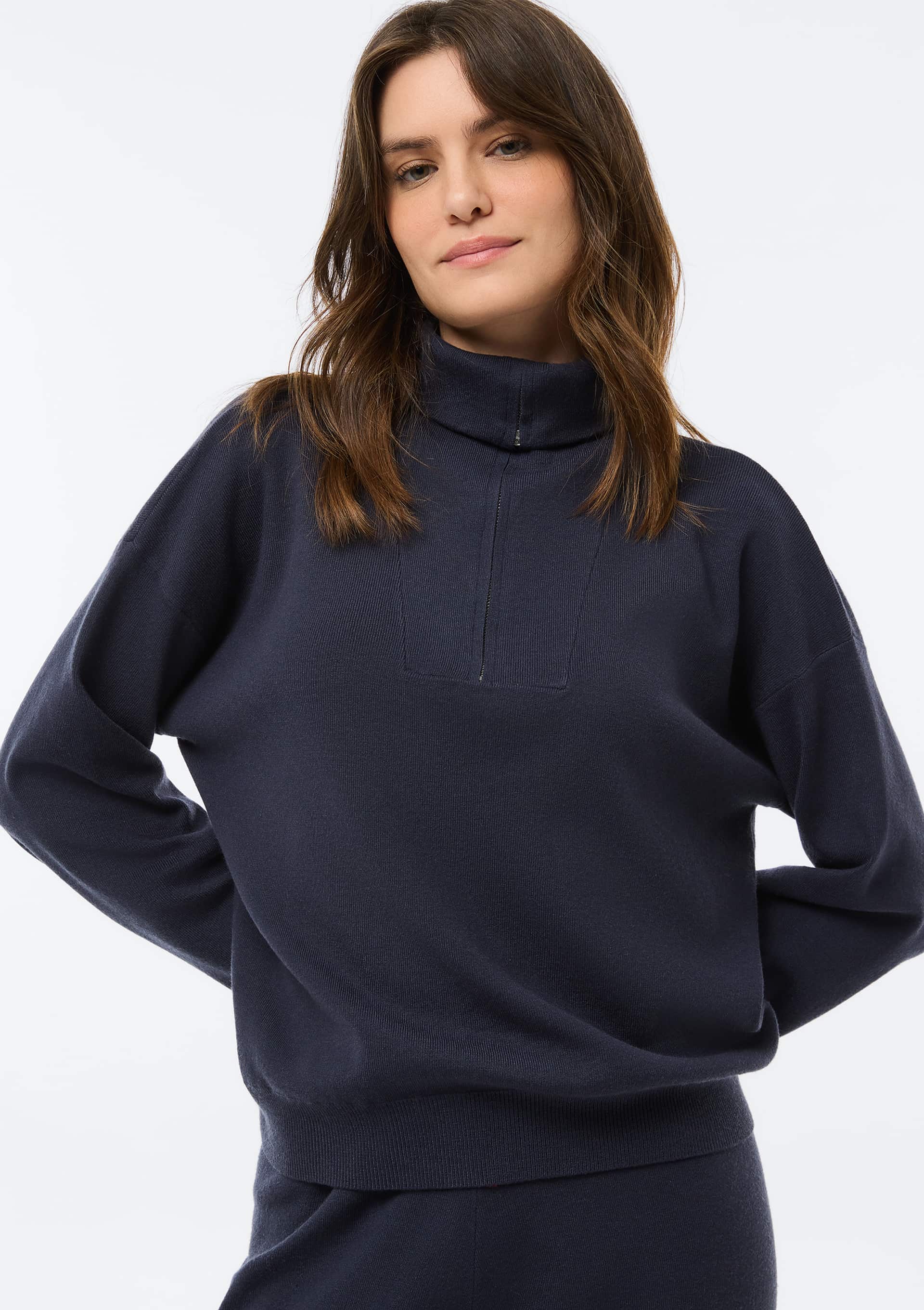 Blusão Feminino Oversized Em Tricô - Azul