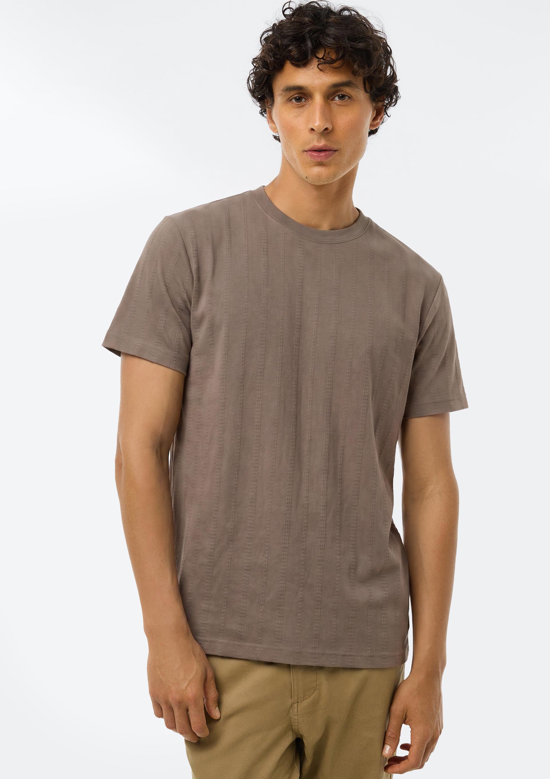 Camiseta Masculina Comfort Texturizada - Marrom