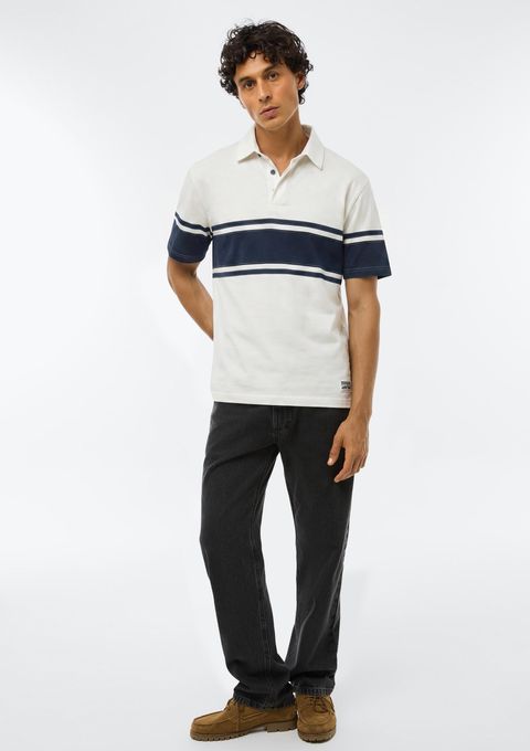 Camisa Polo Masculina Comfort Estampada - Off White — Hering