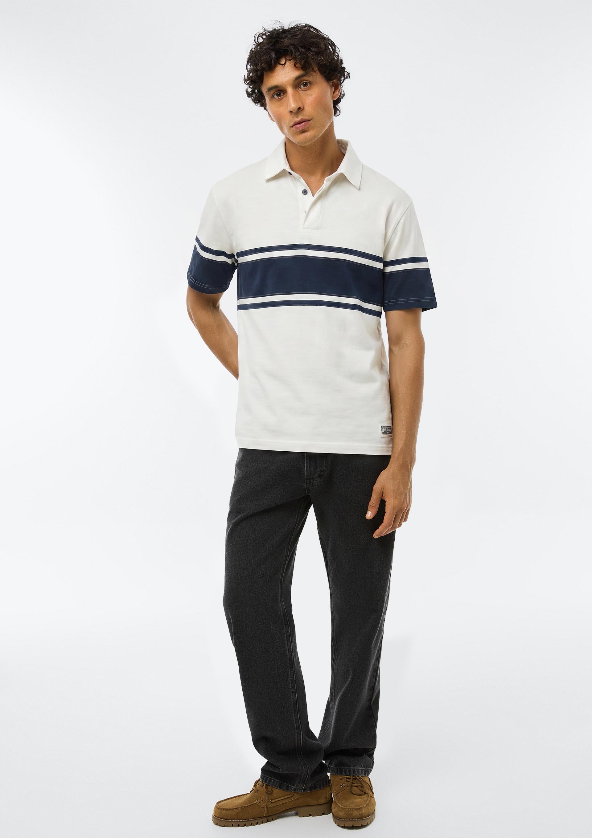 Camisa Polo Masculina Comfort Estampada - Off White — Hering