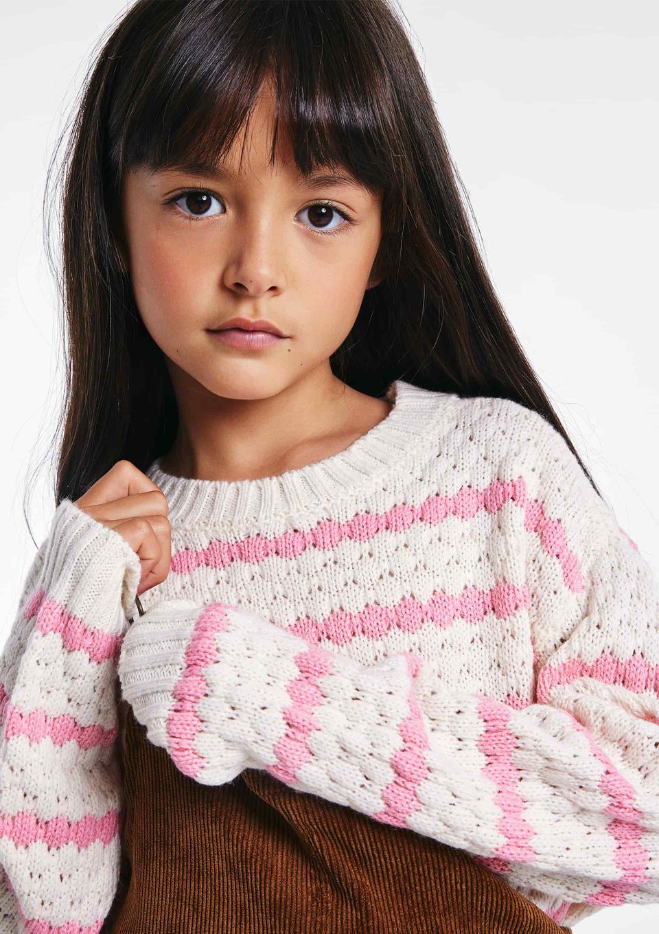 Blusão Infantil Menina Tricô Texturizado - Rosa