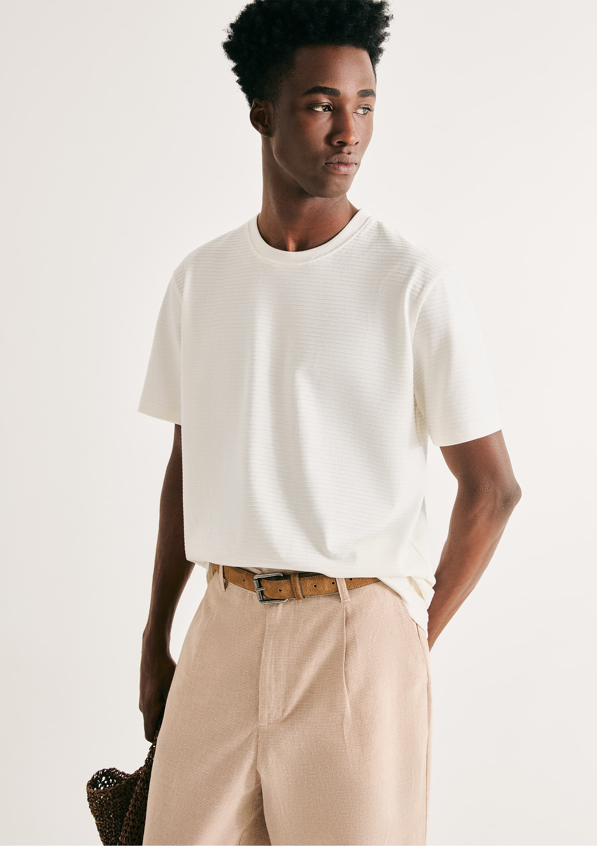 Camiseta Masculina Regular Texturizada - Off White — Hering