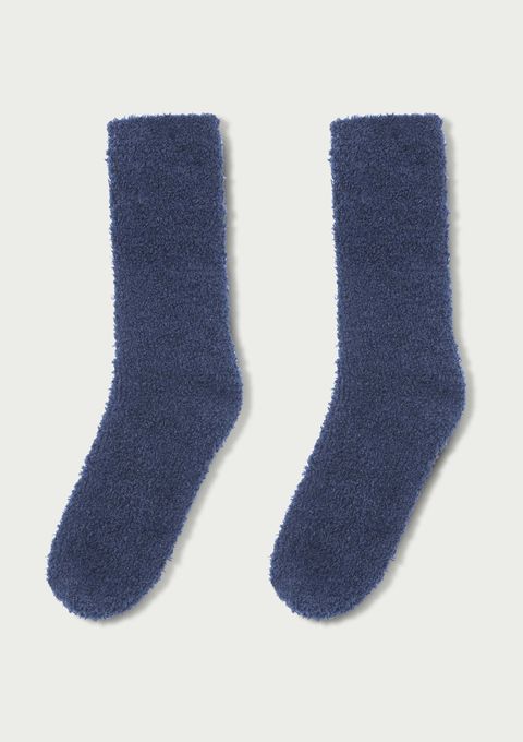 Meia Cano Longo em Tricô Peluciado - Azul — Hering