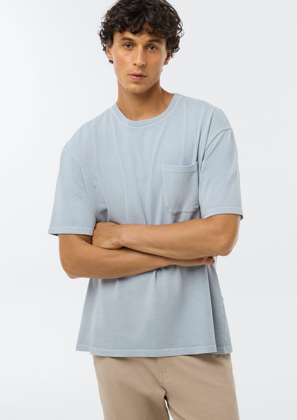 Camiseta Masculina Manga Curta Relaxed - Cinza