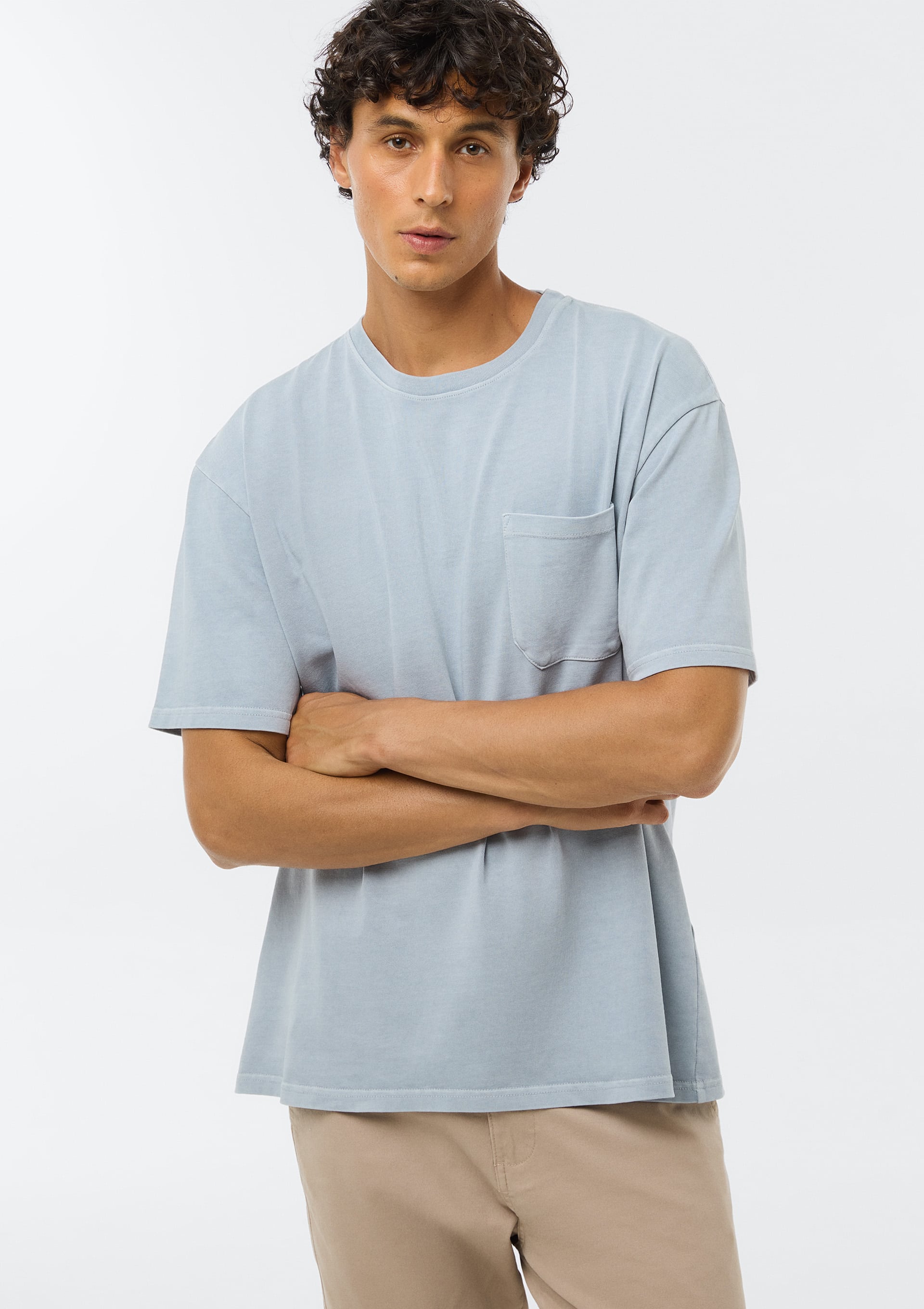 Camiseta Masculina Manga Curta Relaxed - Cinza