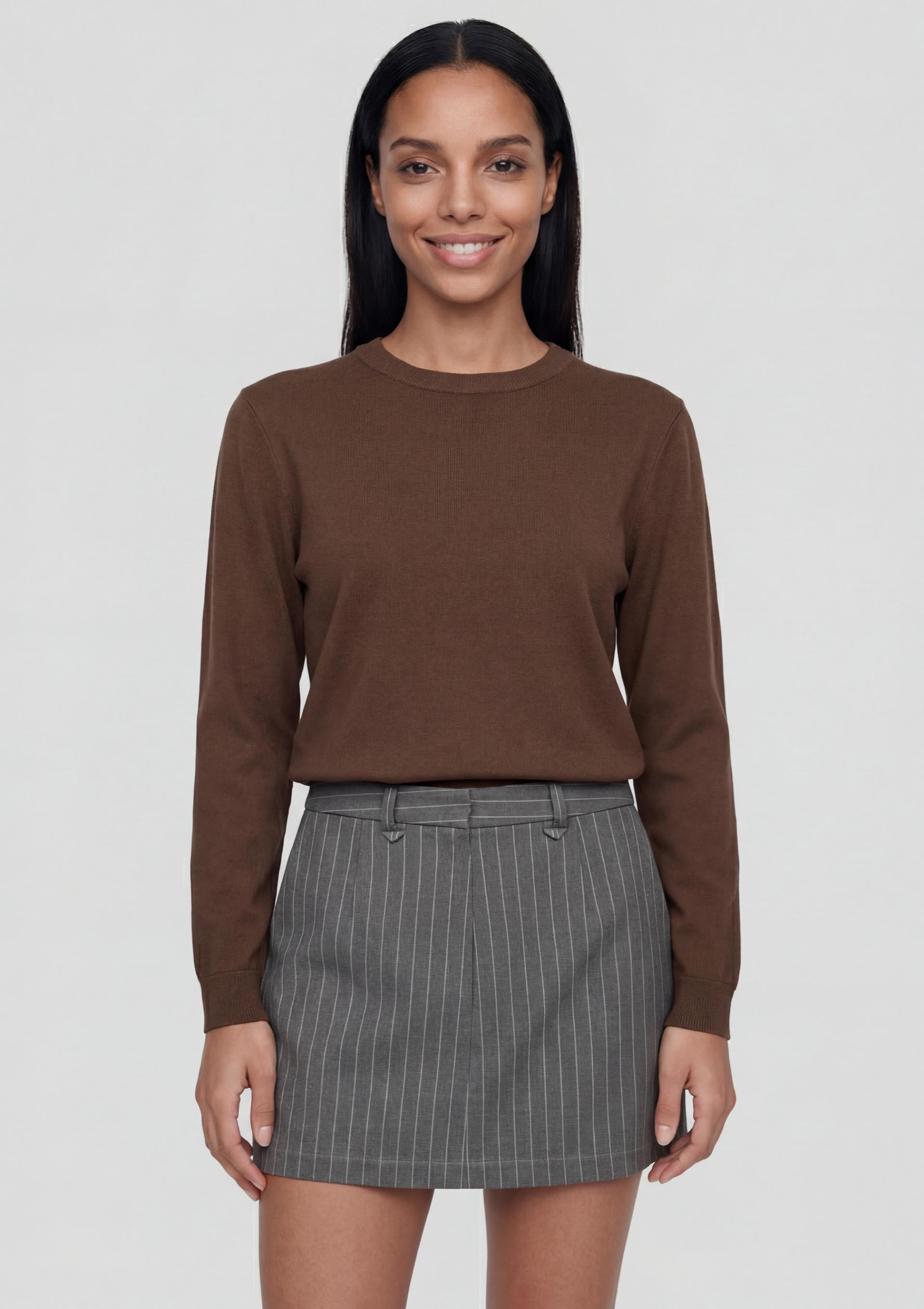 Saia Feminina Risca de Giz Fio Tinto - Cinza — Hering