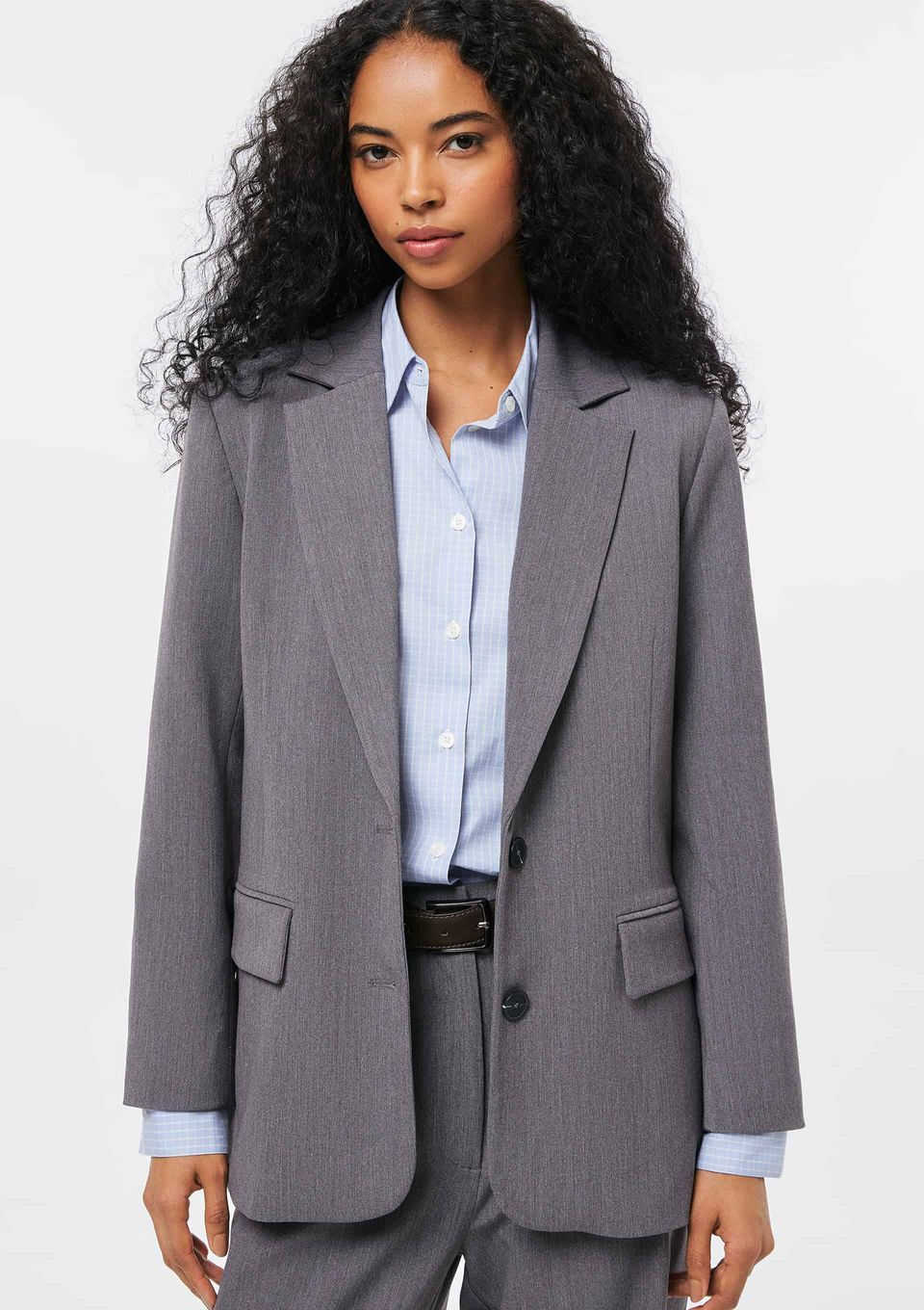 Blazer Feminino com Ombreira - Cinza